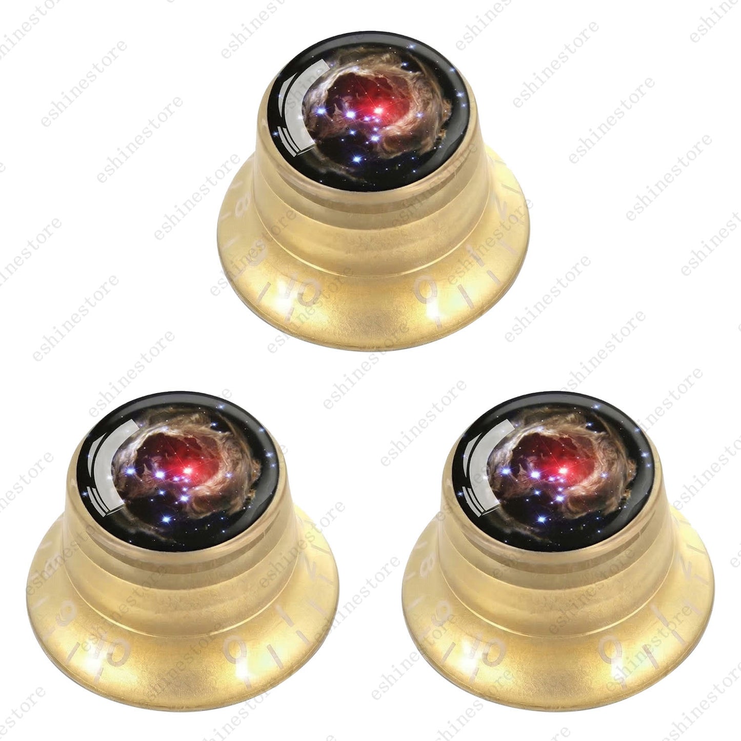 Guitar Reflector Knobs w/ Nebula Pattern Design Cap Top Hat Knob for Les Paul SG
