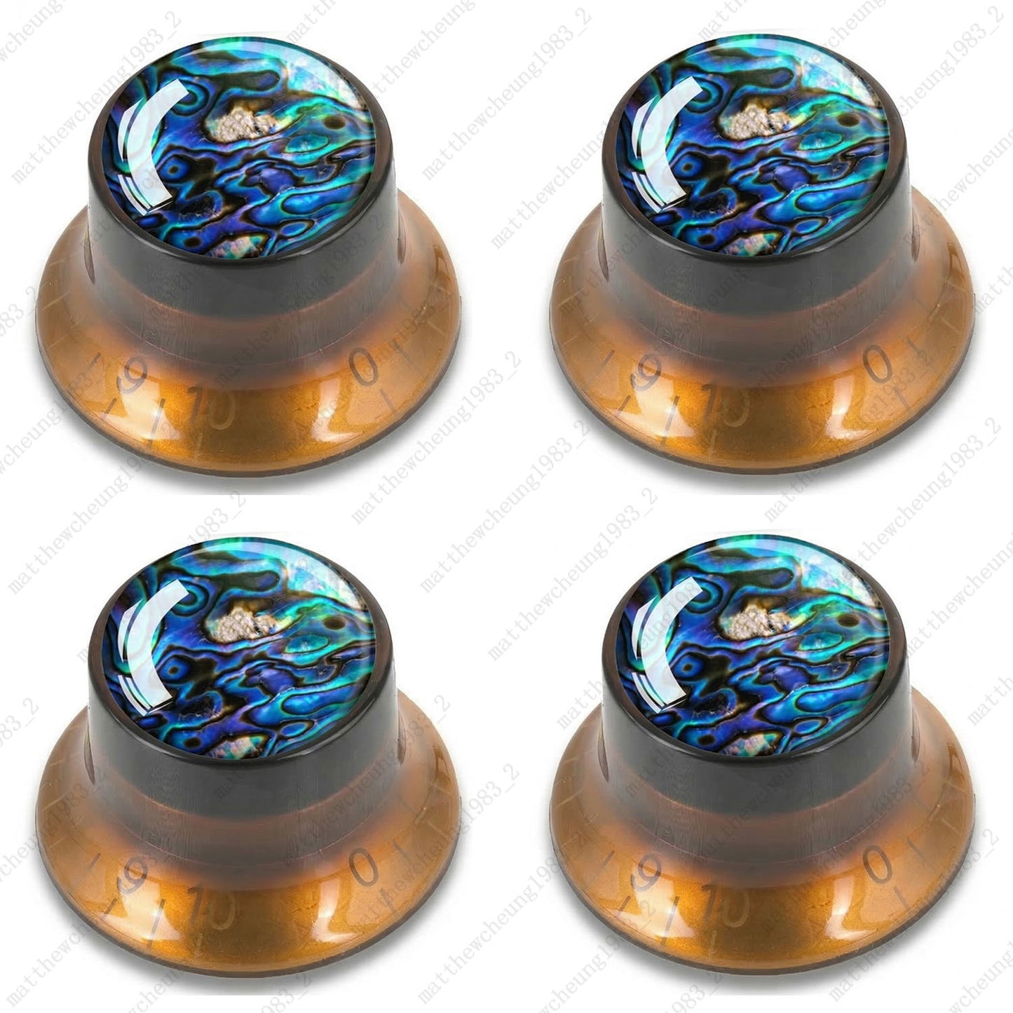 4Pcs Amber Guitar Reflector Knos For Les Paul SG -10 Seashell Pattern Options