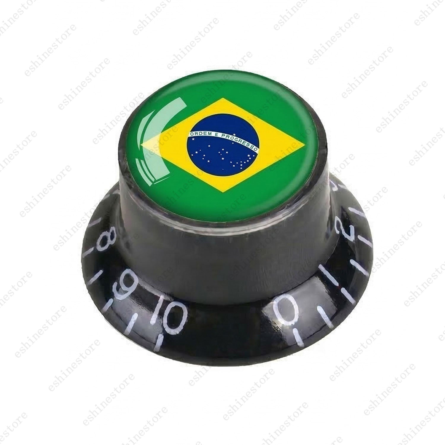 Guitar Reflector Knobs w/ Brazilian Flag Design Cap Top Hat Knob for Les Paul SG