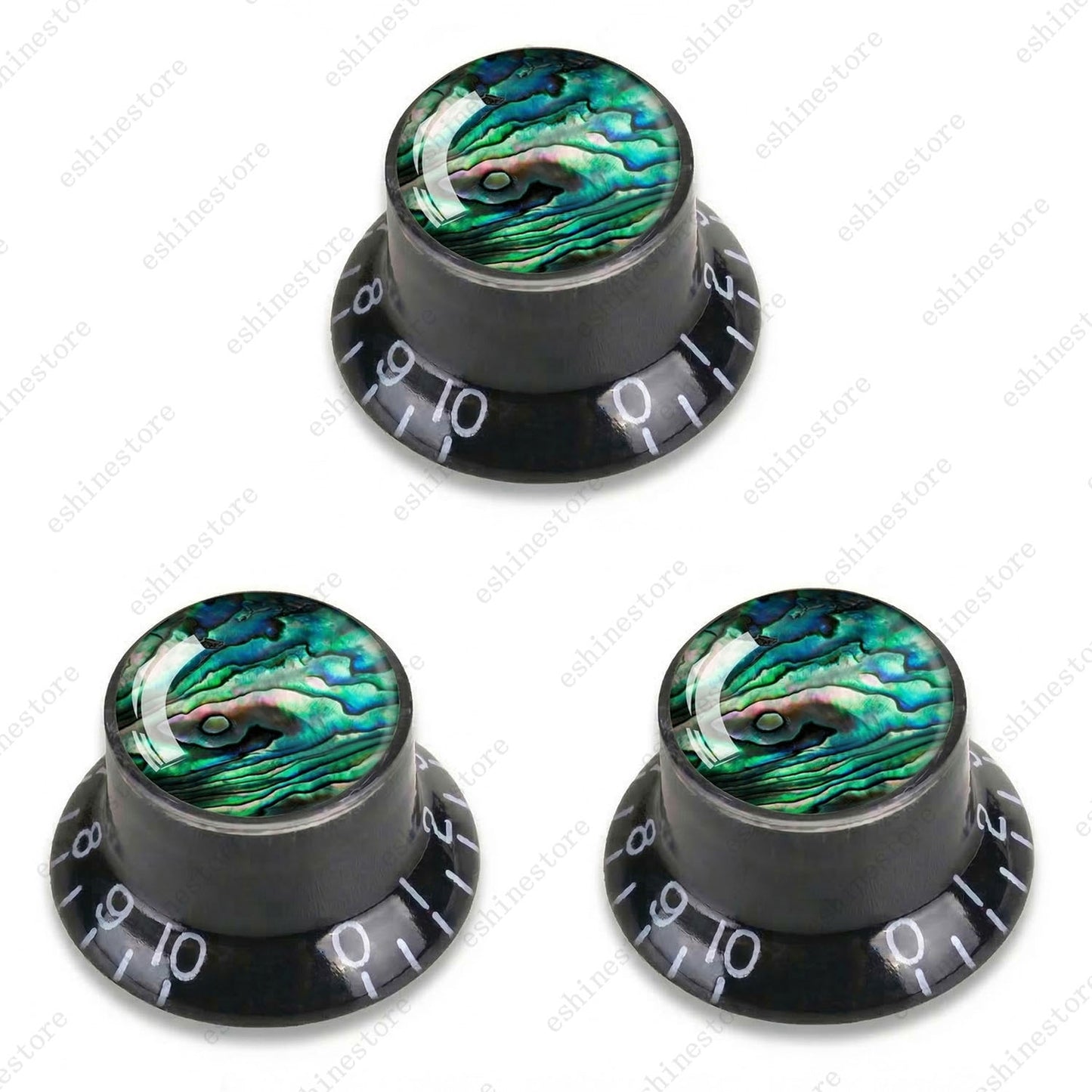 Guitar Reflector Knob with Seashell Pattern Cap Top Hat Knob for Les Paul SG -10