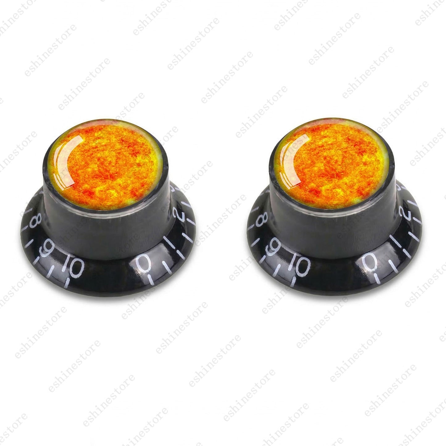 Guitar Reflector Knobs w/ Sun Pattern Design Cap Top Hat Knobs for Les Paul SG
