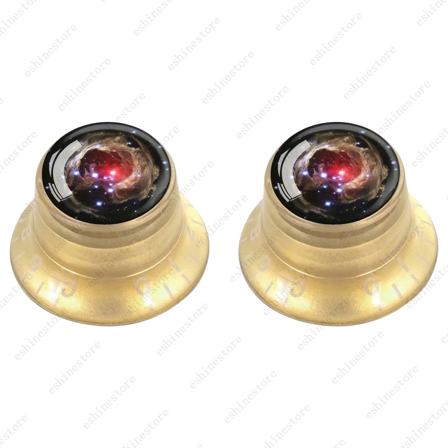 Guitar Reflector Knobs w/ Nebula Pattern Design Cap Top Hat Knob for Les Paul SG