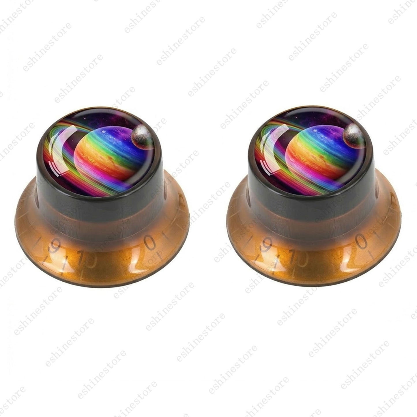 Guitar Reflector Knobs w/ Rainbow Ball Design Cap Top Hat Knobs for Les Paul SG