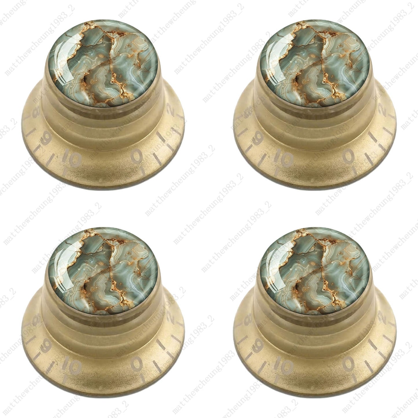 4Pcs Gold Guitar Reflector Knob For Les Paul SG -10 Marble Texture Style Options