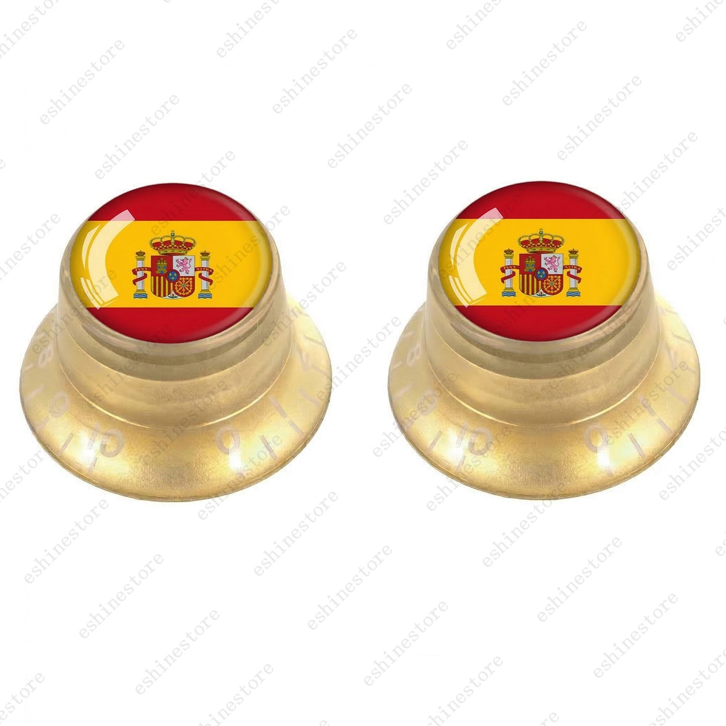 Guitar Reflector Knobs w/ Spanish Flag Design Cap Top Hat Knobs for Les Paul SG