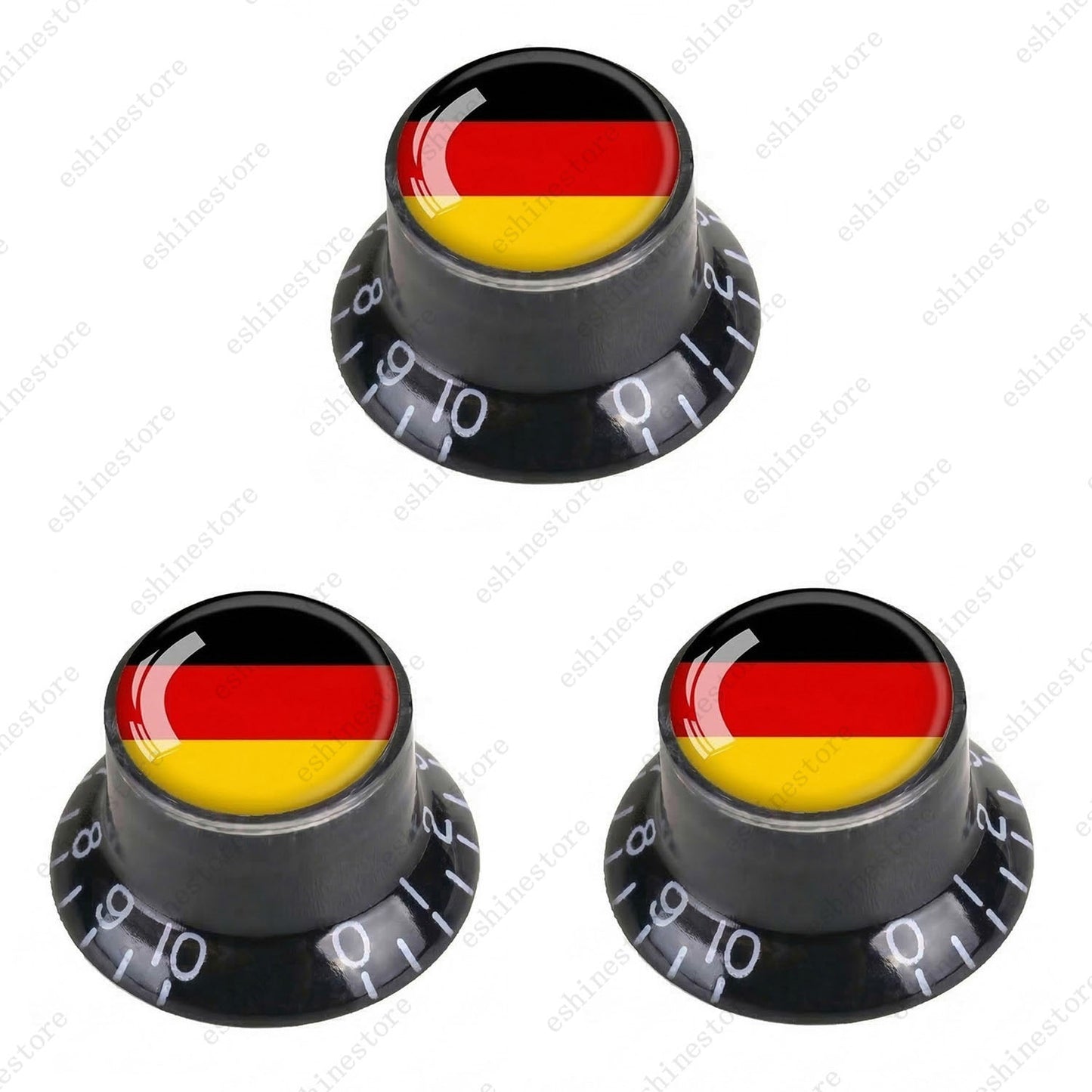 Guitar Reflector Knobs w/ Germany Flag Design Cap Top Hat Knobs for Les Paul SG
