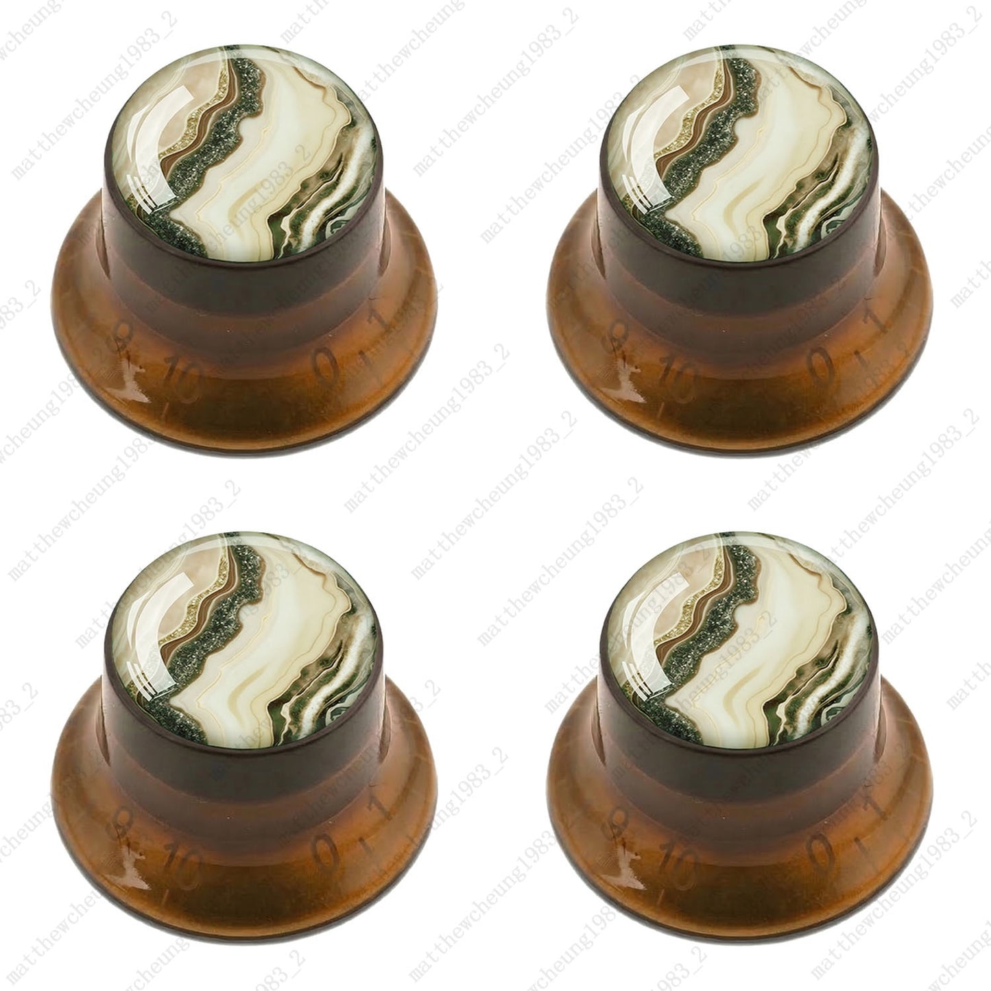 4Pcs Amber Guitar Reflector Knob For Les Paul SG -10 Marble Texture Style Option