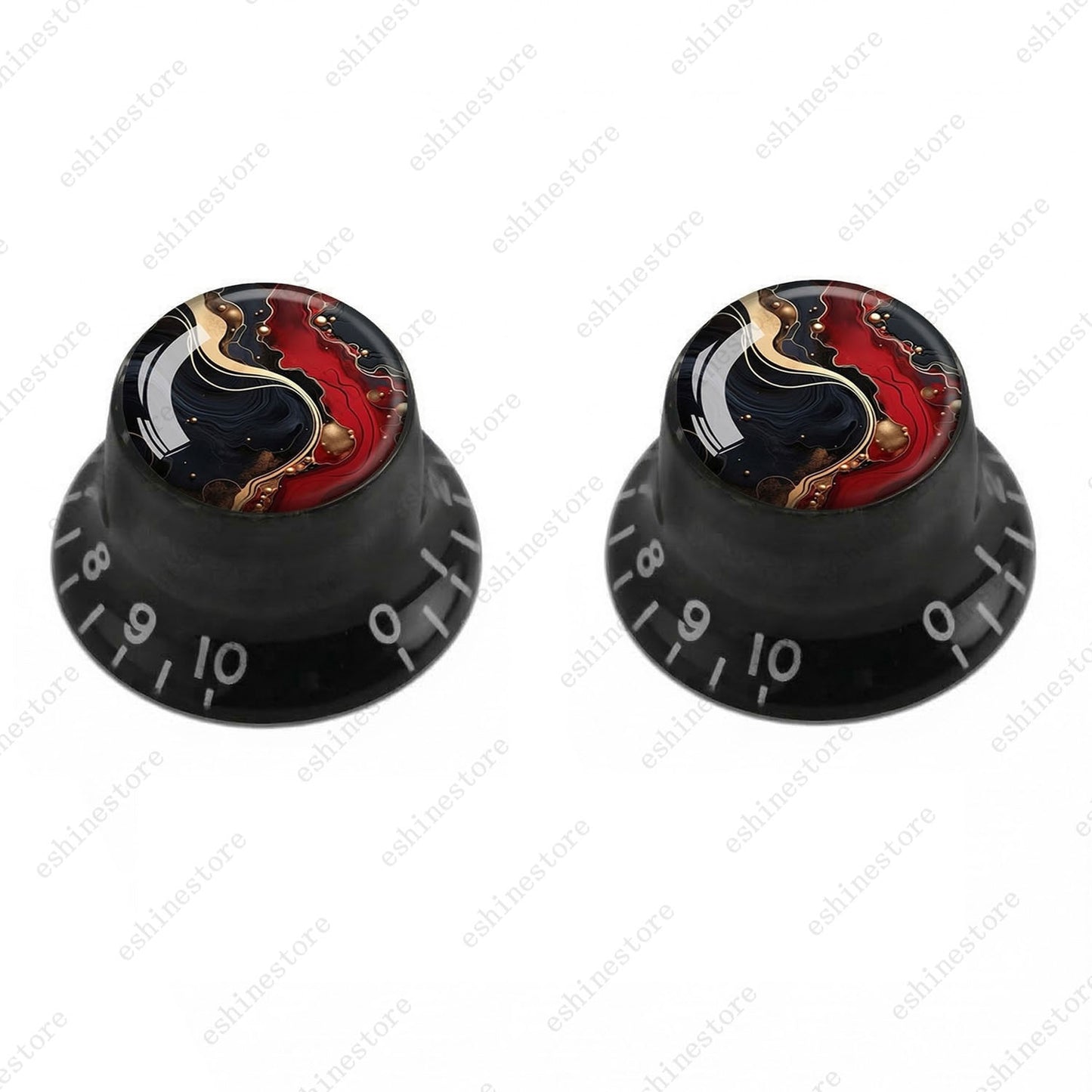 Guitar Reflector Knobs with Abstract Art Cap Top Hat Knobs for Les Paul SG - 01