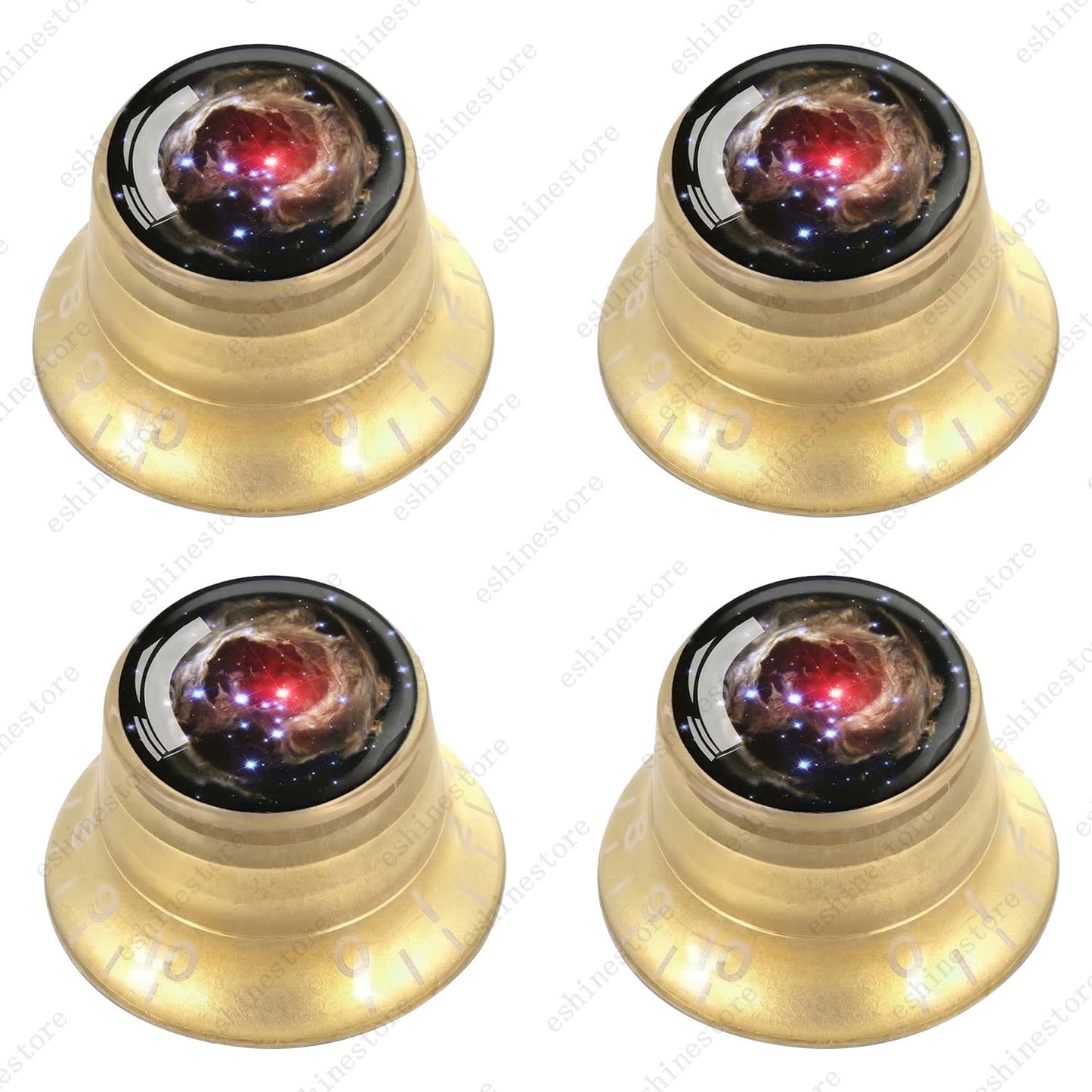 Guitar Reflector Knobs w/ Nebula Pattern Design Cap Top Hat Knob for Les Paul SG