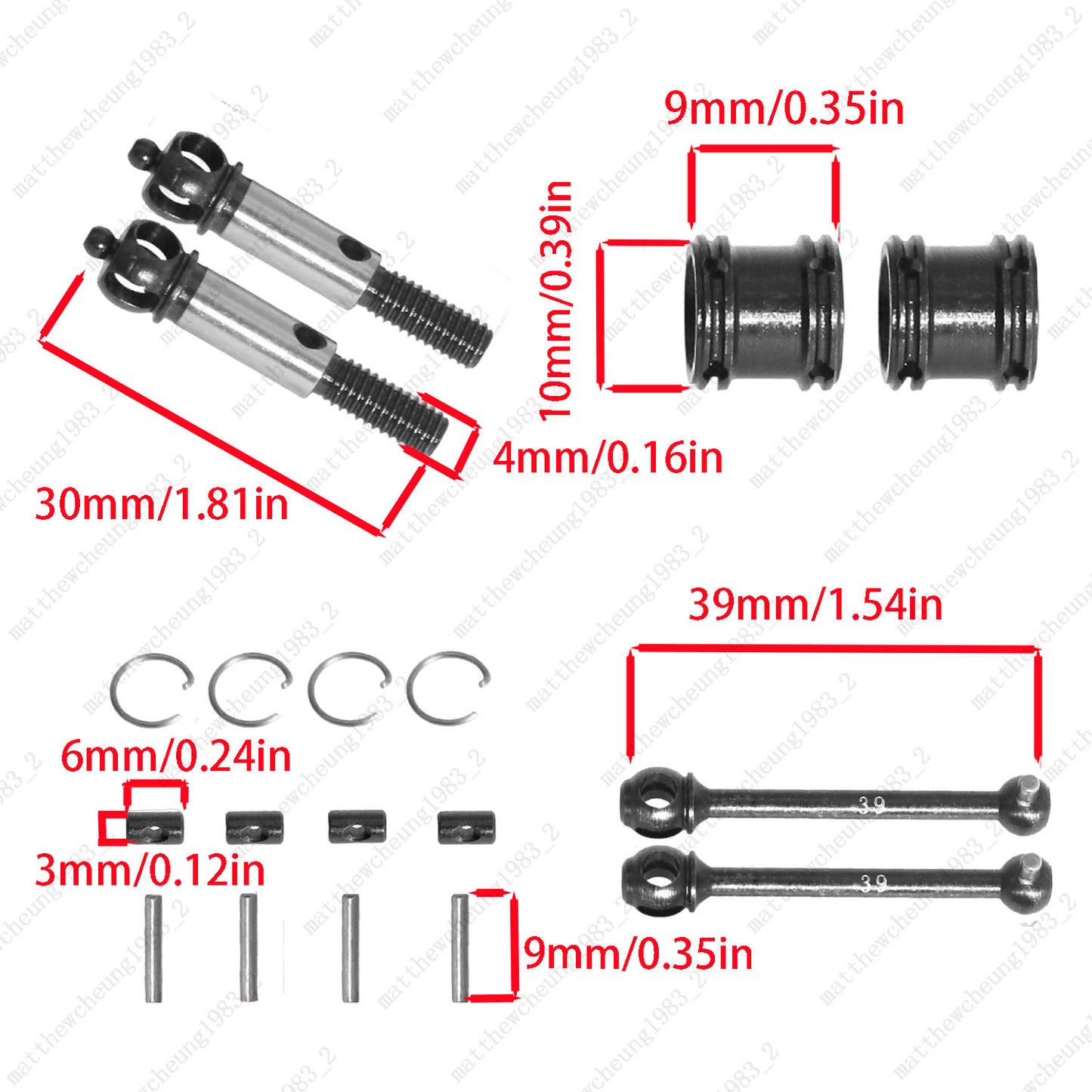 1 Set Upgrade Two-Stage Carbon Steel CVD Drive Shaft for RC 37/39/42mm Optional