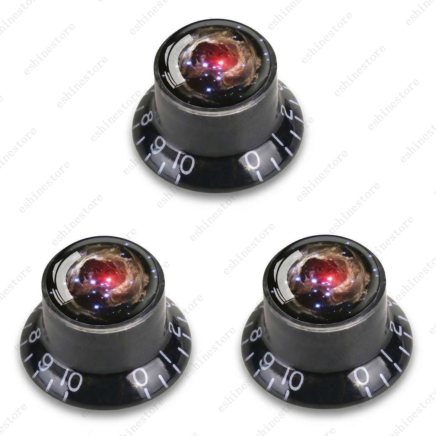 Guitar Reflector Knobs w/ Nebula Pattern Design Cap Top Hat Knob for Les Paul SG