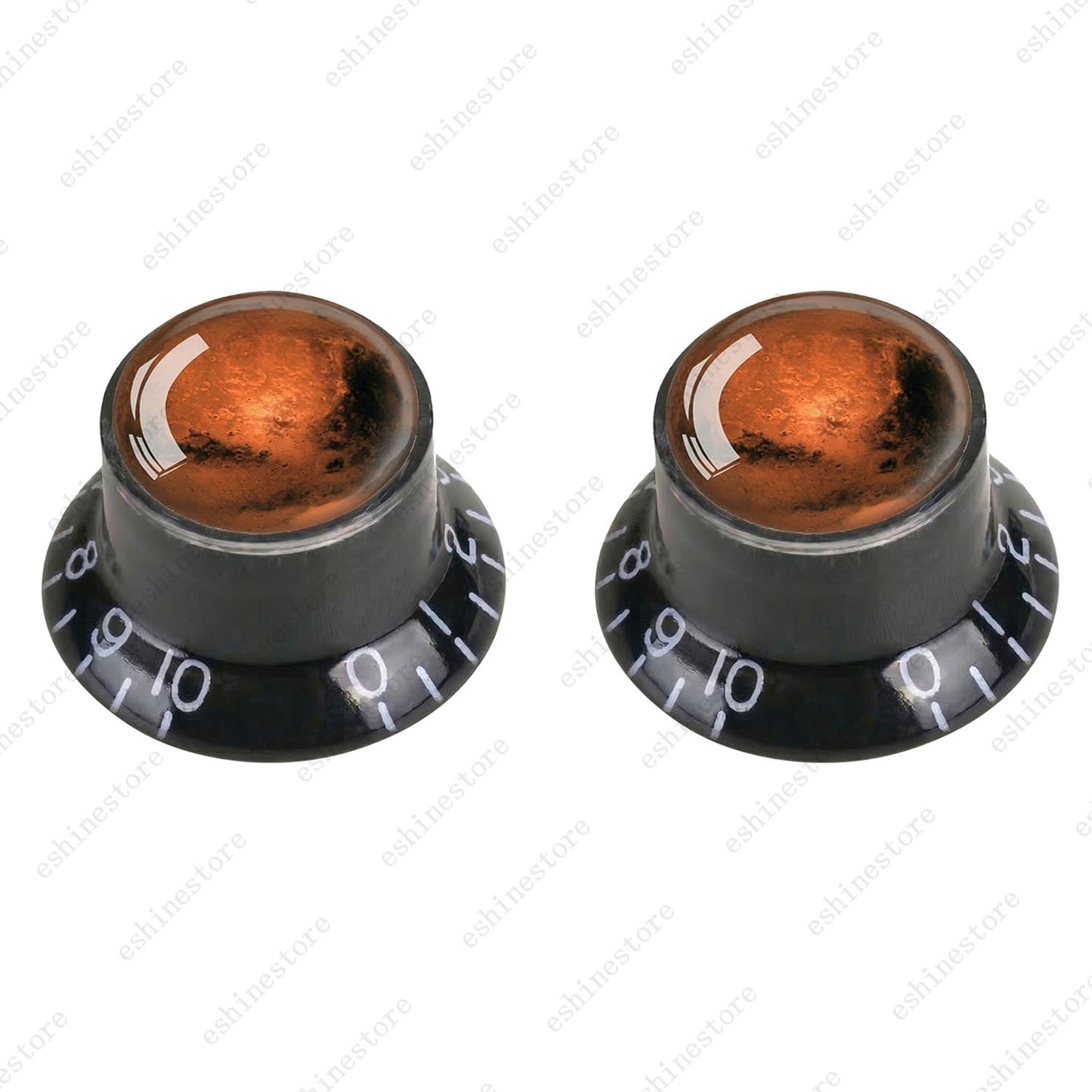 Guitar Reflector Knob with Mars Pattern Design Cap Top Hat Knob for Les Paul SG