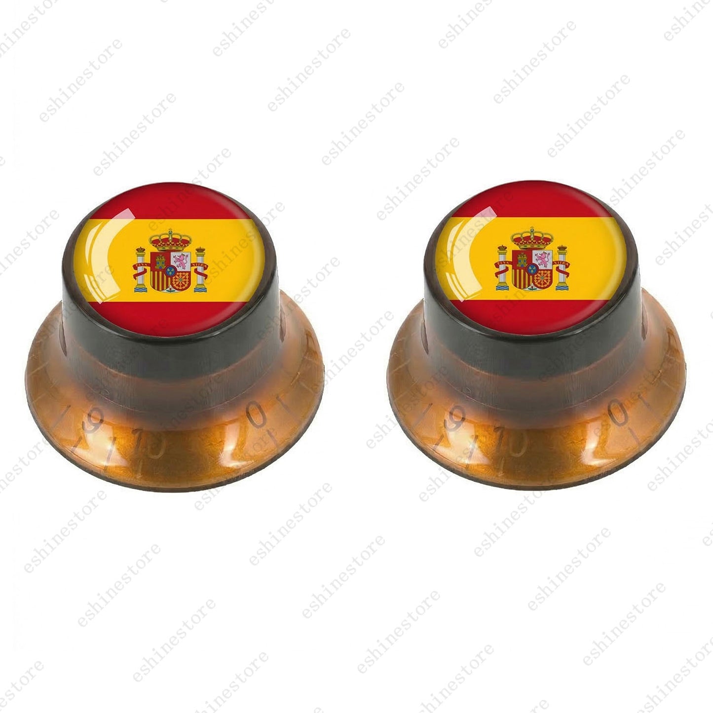 Guitar Reflector Knobs w/ Spanish Flag Design Cap Top Hat Knobs for Les Paul SG