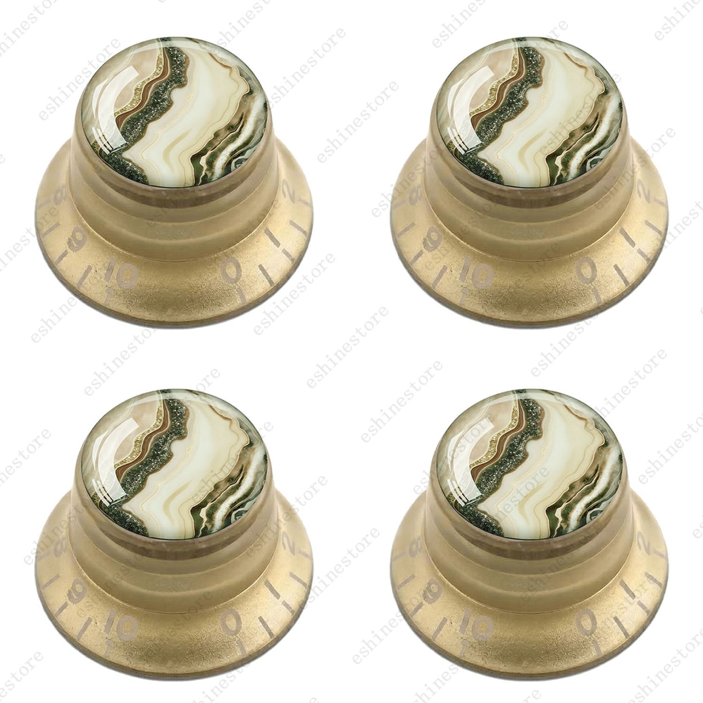 Guitar Reflector Knobs with Marble Texture Cap Top Hat Knob for Les Paul SG - 08
