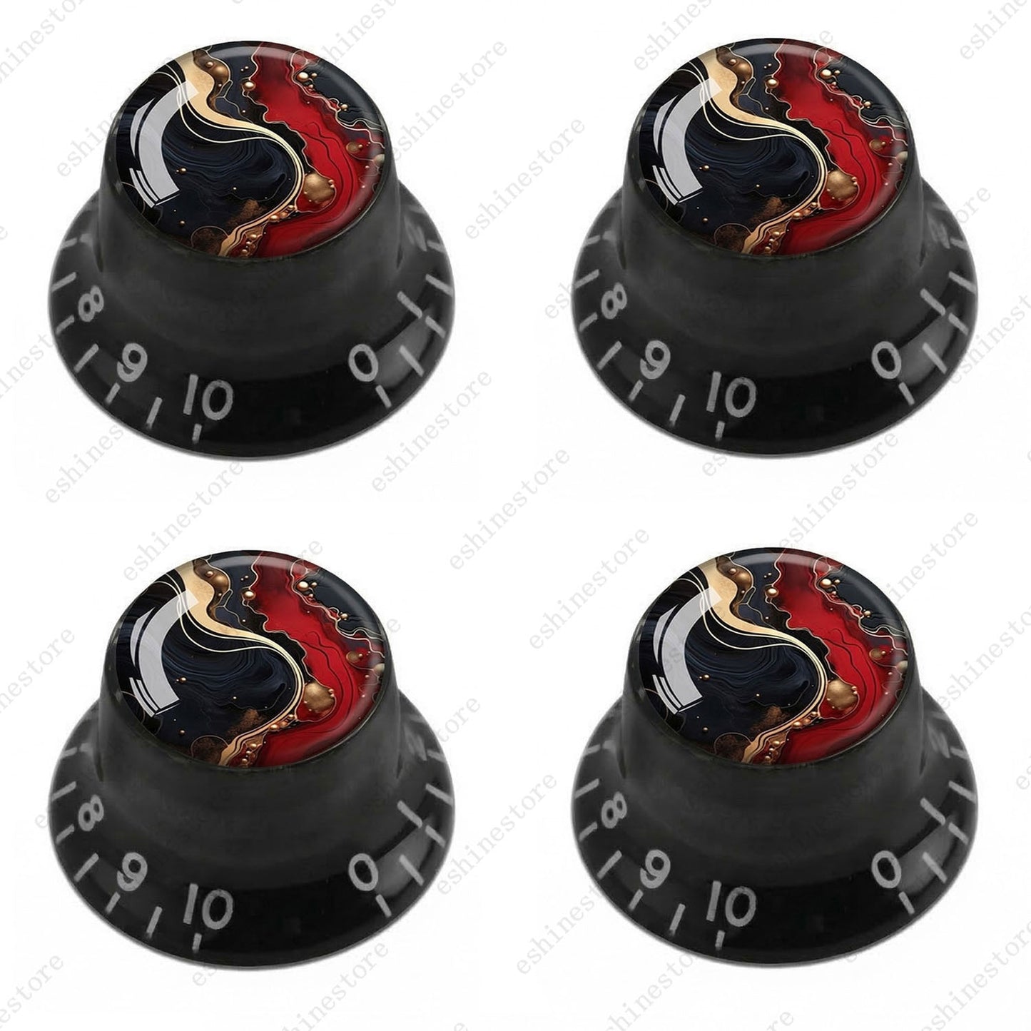 Guitar Reflector Knobs with Abstract Art Cap Top Hat Knobs for Les Paul SG - 01