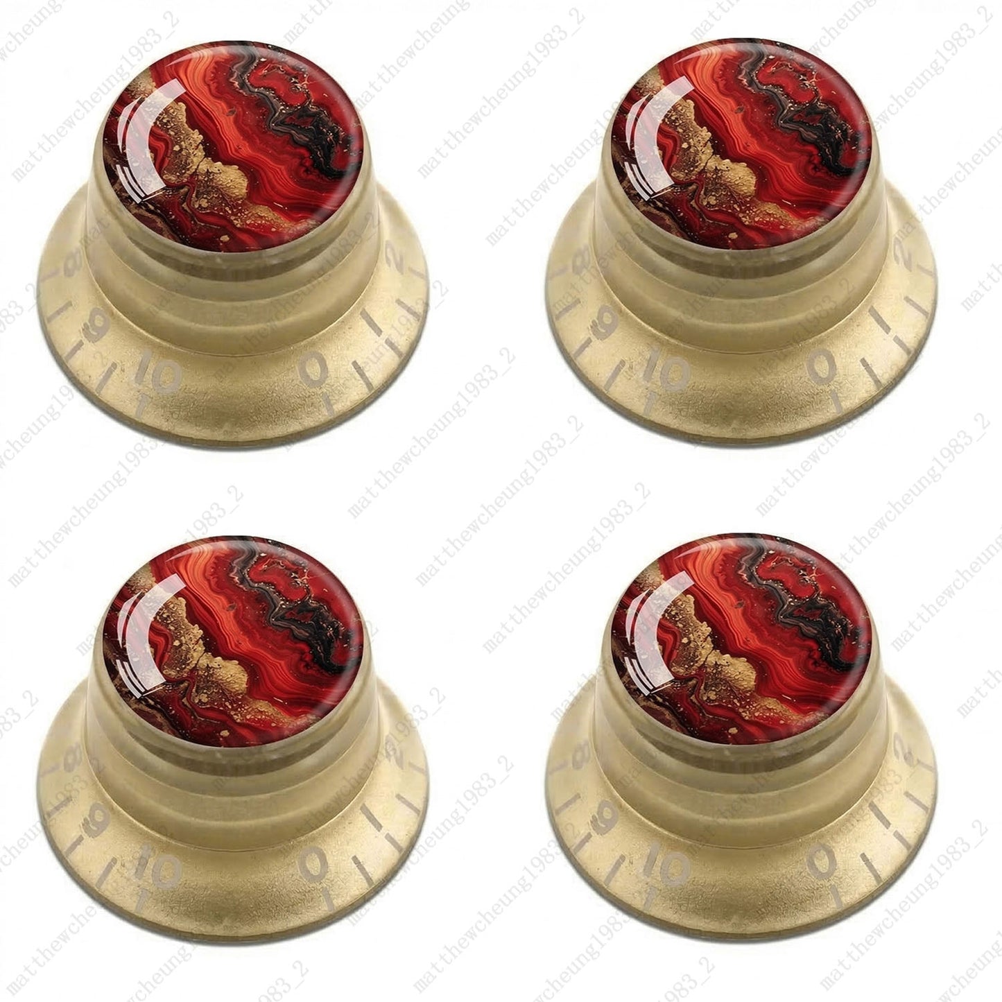 4Pcs Gold Guitar Reflector Knobs For Les Paul SG -10 Abstract Art Style Options