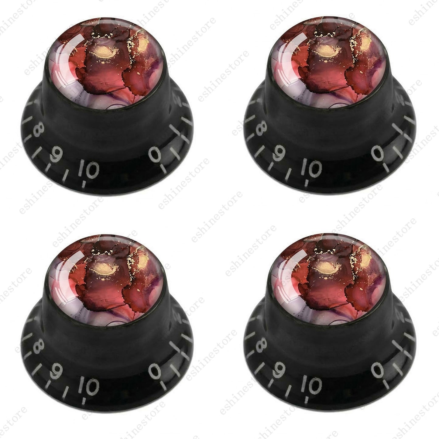 Guitar Reflector Knobs with Abstract Art Cap Top Hat Knobs for Les Paul SG - 07