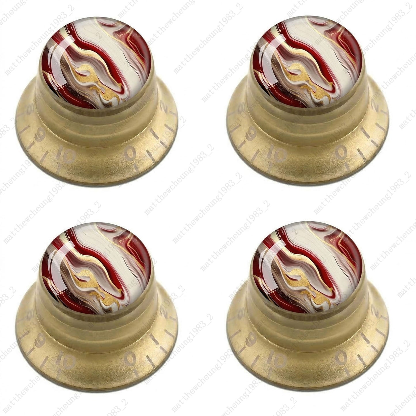 4Pcs Gold Guitar Reflector Knobs For Les Paul SG -10 Abstract Art Style Options