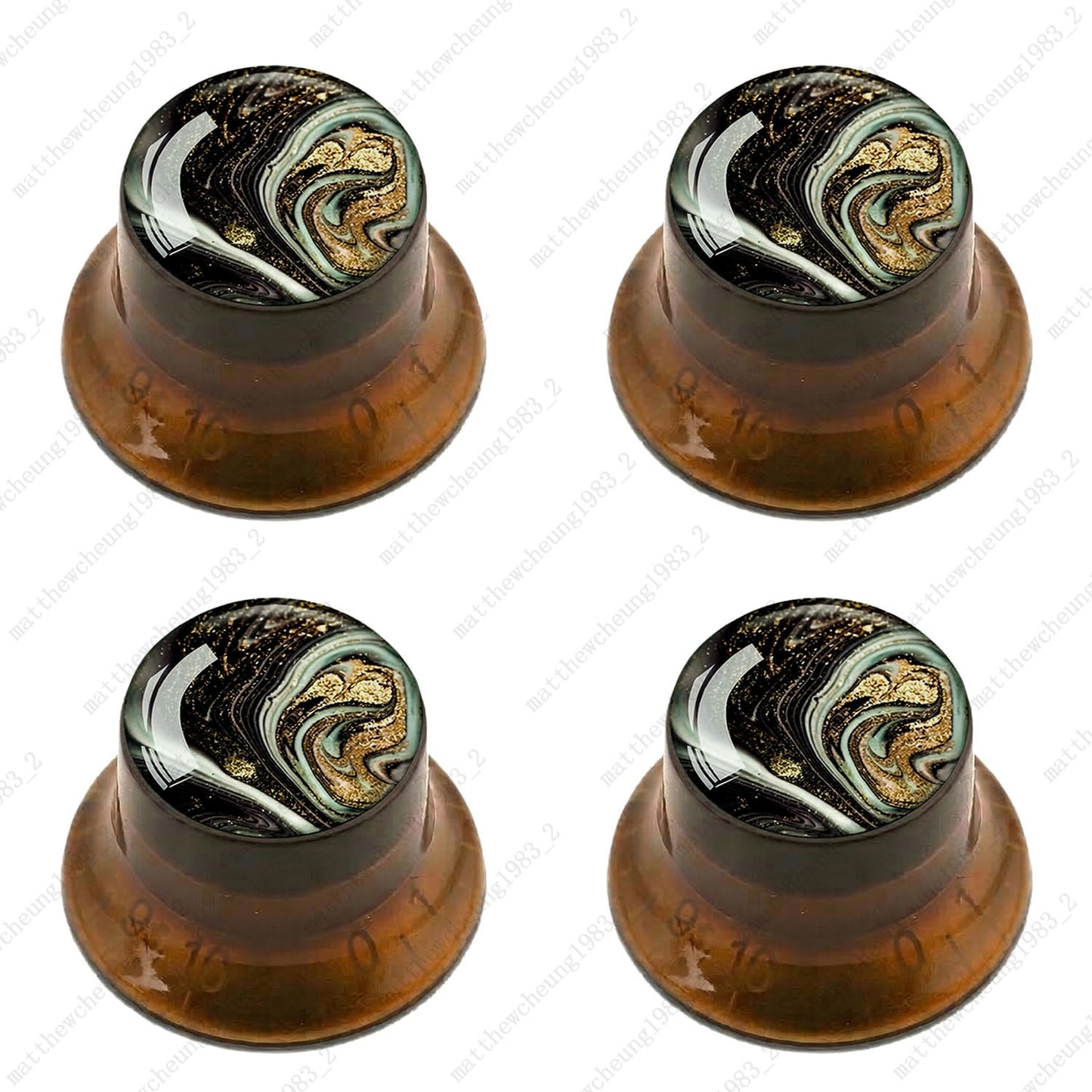 4Pcs Amber Guitar Reflector Knob For Les Paul SG -10 Marble Texture Style Option