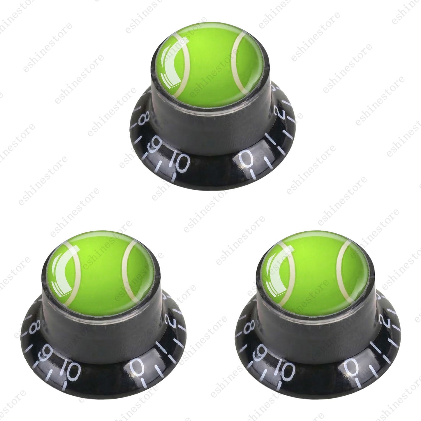 Electric Guitar Reflector Knob w/ Tennis Design Cap Top Hat Knob for Les Paul SG