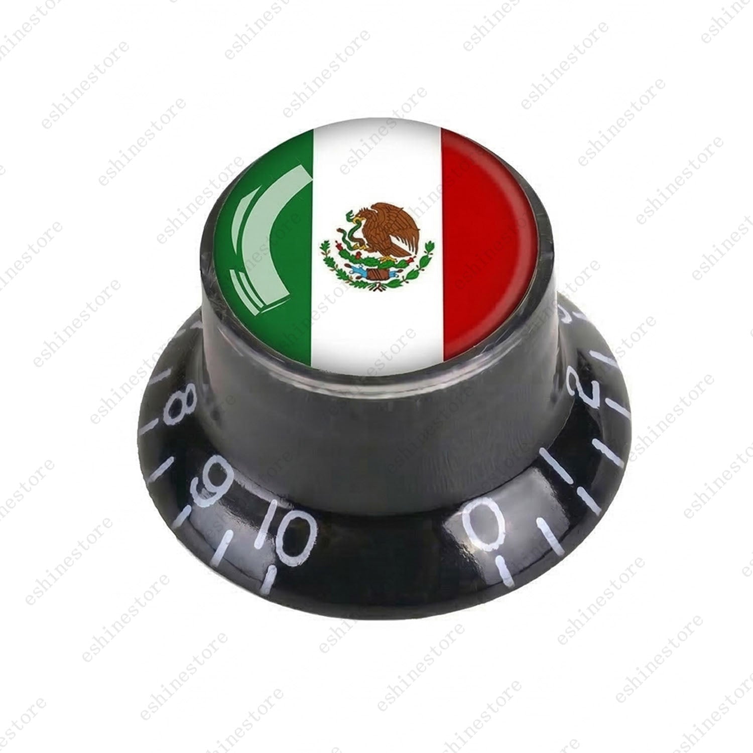 Guitar Reflector Knobs w/ Mexican Flag Design Cap Top Hat Knobs for Les Paul SG