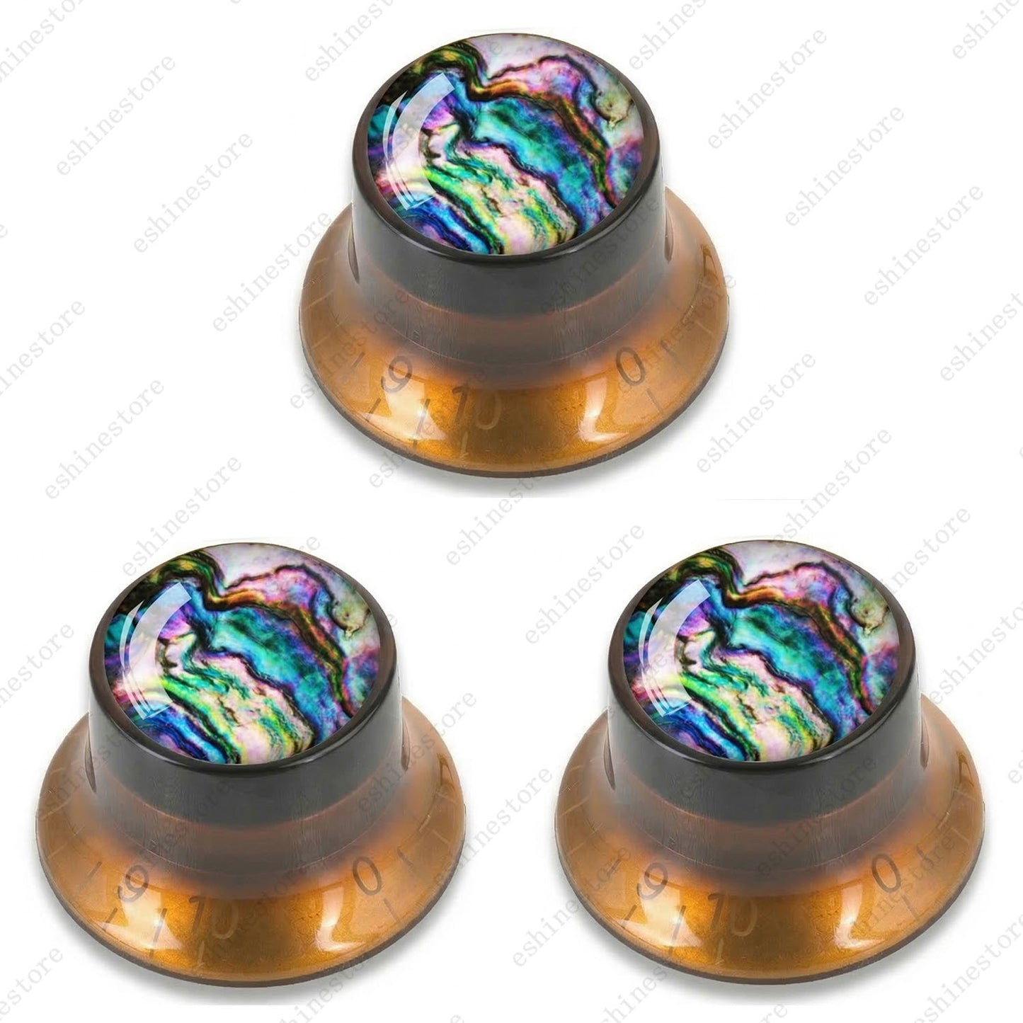 Guitar Reflector Knob with Seashell Pattern Cap Top Hat Knob for Les Paul SG -09