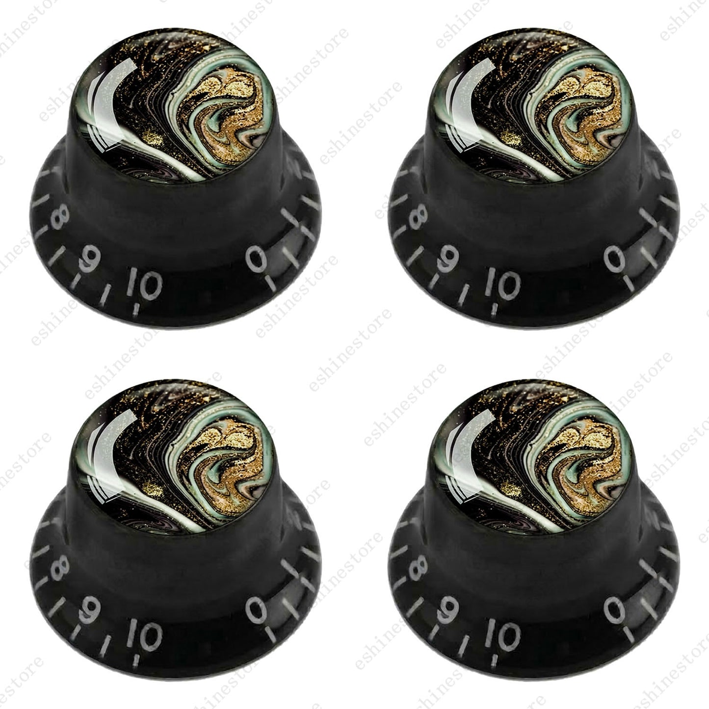 Guitar Reflector Knobs with Marble Texture Cap Top Hat Knob for Les Paul SG - 06