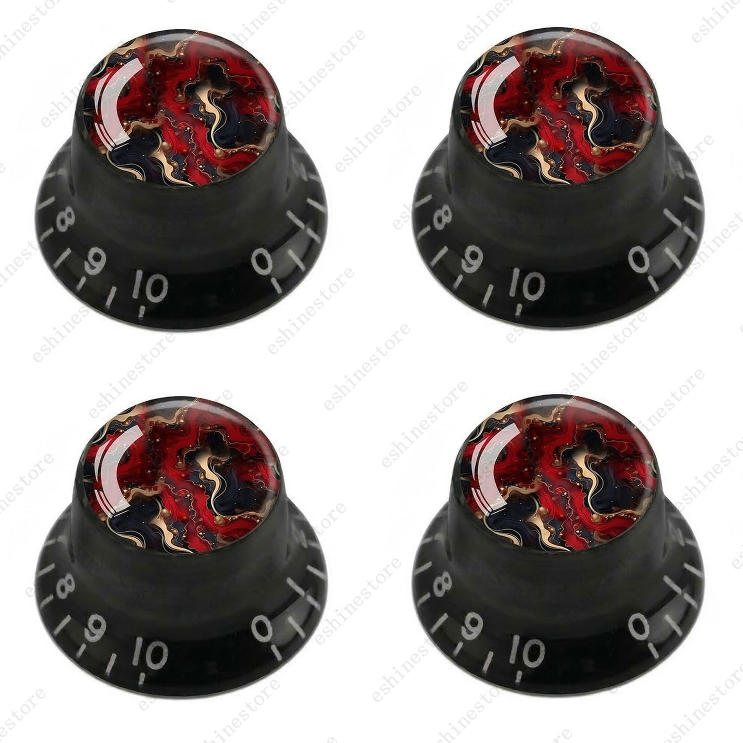 Guitar Reflector Knobs with Abstract Art Cap Top Hat Knobs for Les Paul SG - 03