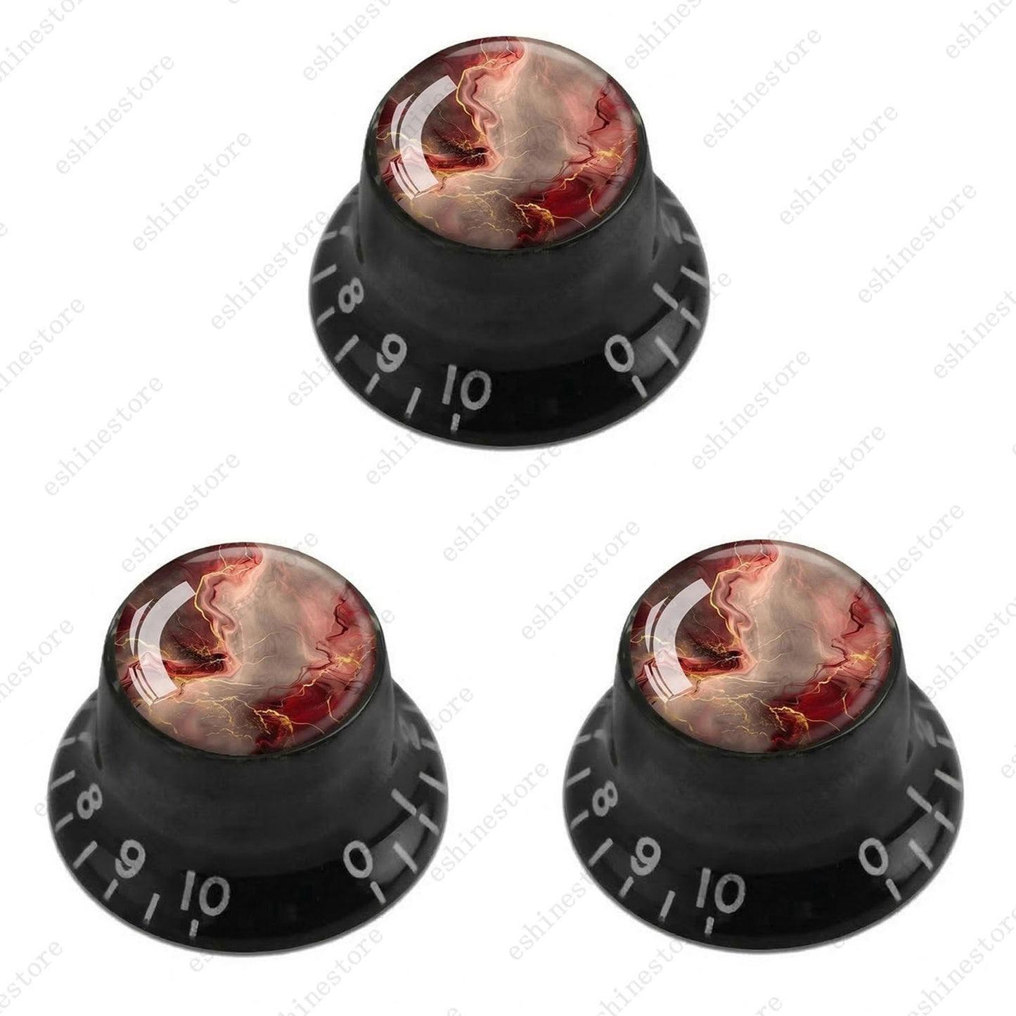 Guitar Reflector Knobs with Abstract Art Cap Top Hat Knobs for Les Paul SG - 05