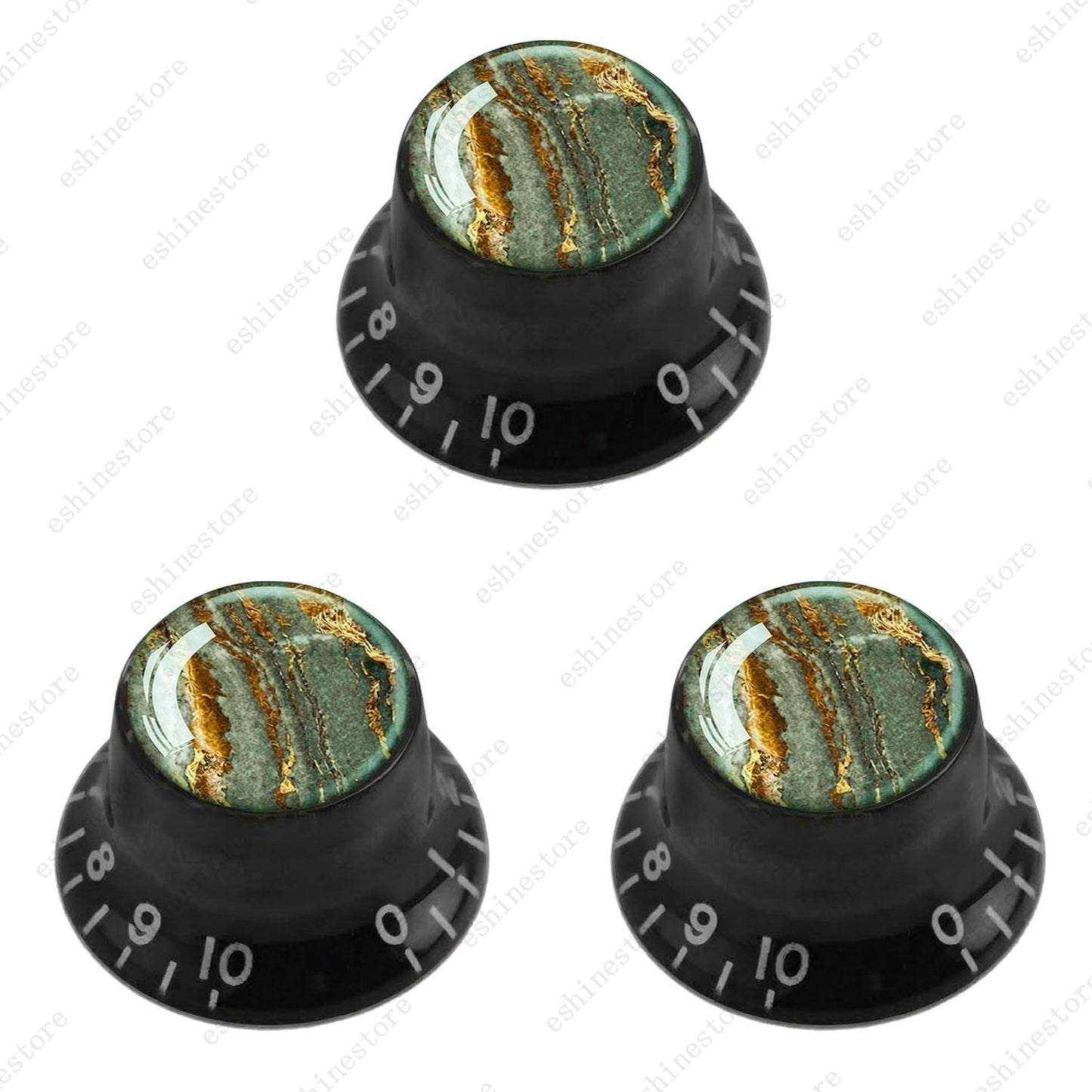 Guitar Reflector Knobs with Marble Texture Cap Top Hat Knob for Les Paul SG - 04