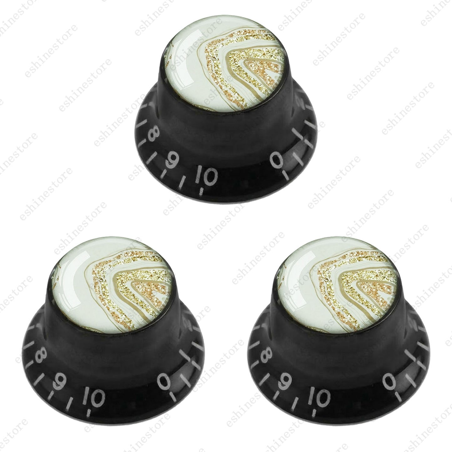 Guitar Reflector Knobs with Marble Texture Cap Top Hat Knob for Les Paul SG - 01