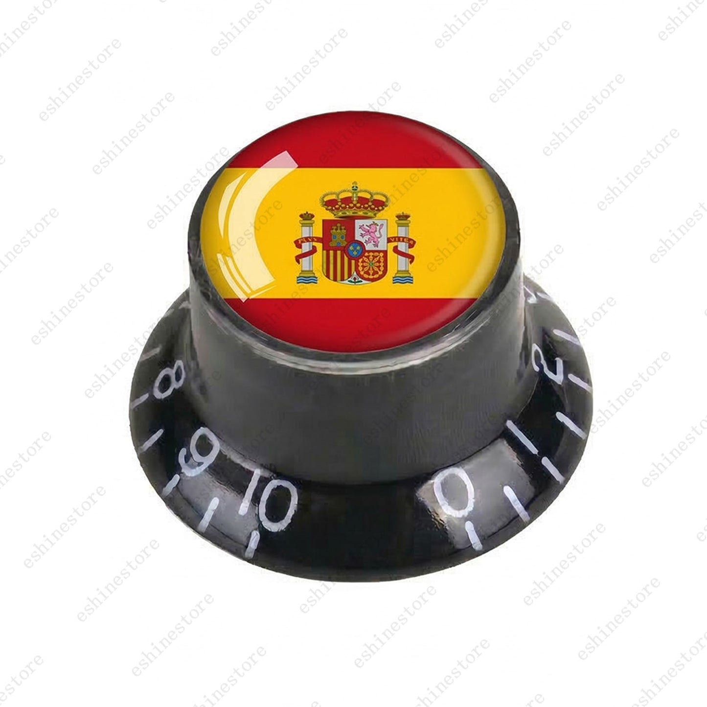 Guitar Reflector Knobs w/ Spanish Flag Design Cap Top Hat Knobs for Les Paul SG