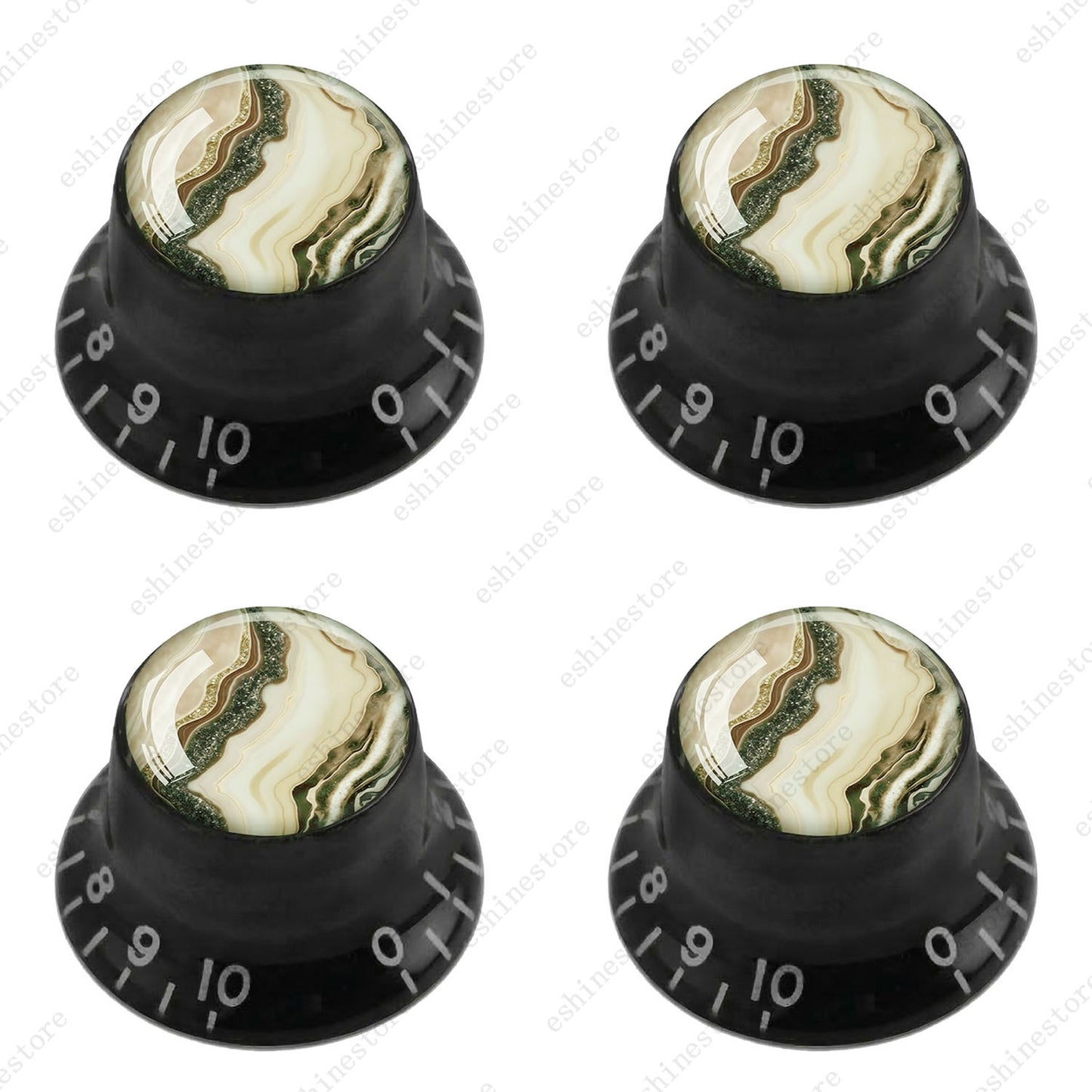 Guitar Reflector Knobs with Marble Texture Cap Top Hat Knob for Les Paul SG - 08