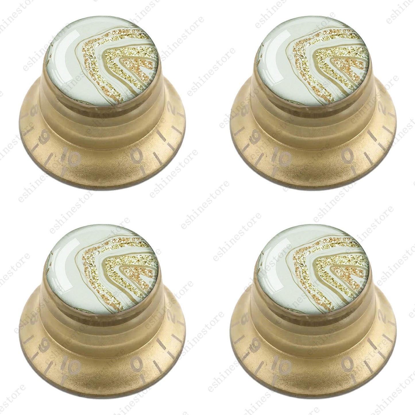 4Pcs Gold Guitar Reflector Knob For Les Paul SG -10 Marble Texture Style Options