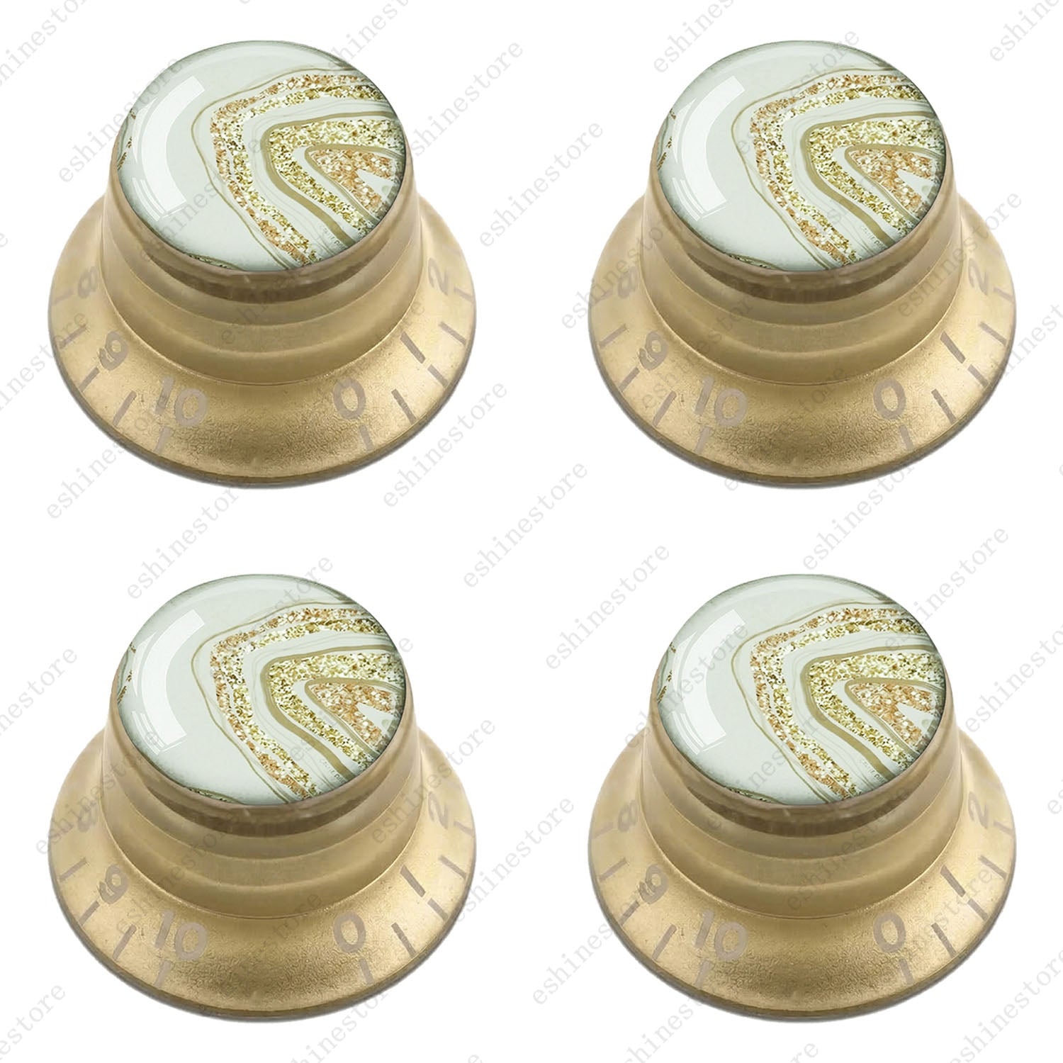 4Pcs Gold Guitar Reflector Knob For Les Paul SG -10 Marble Texture Style Options