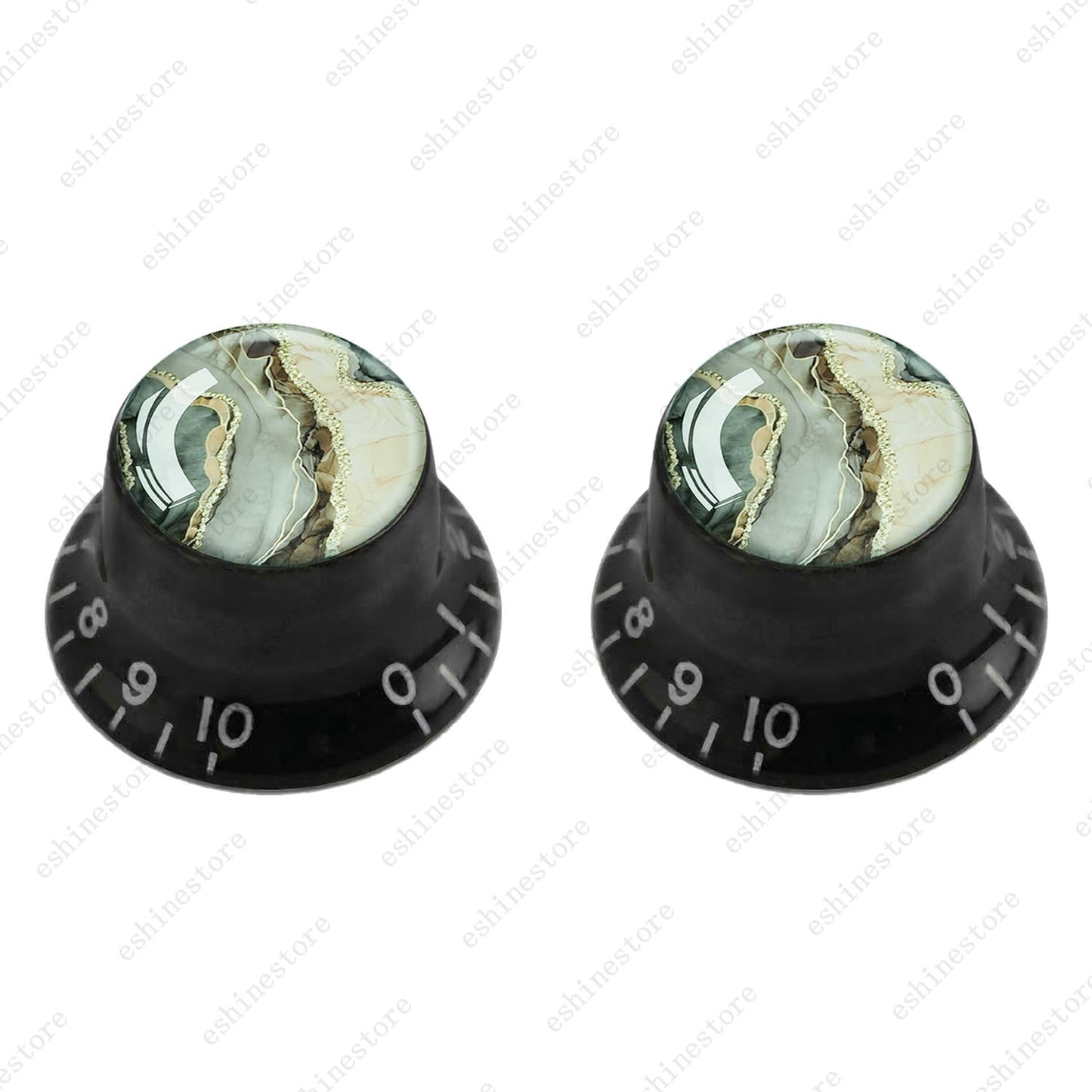 Guitar Reflector Knobs with Marble Texture Cap Top Hat Knob for Les Paul SG - 05