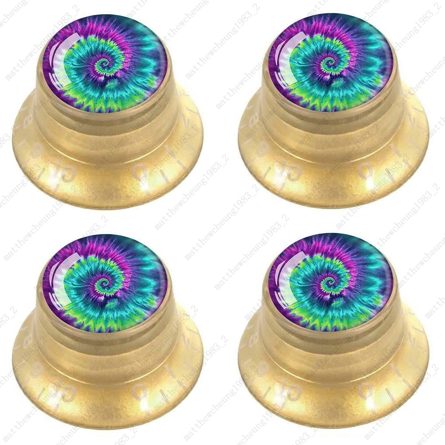 4Pcs Gold Guitar Reflector Knob For Les Paul SG -10 Spiral Tie Dye Style Option
