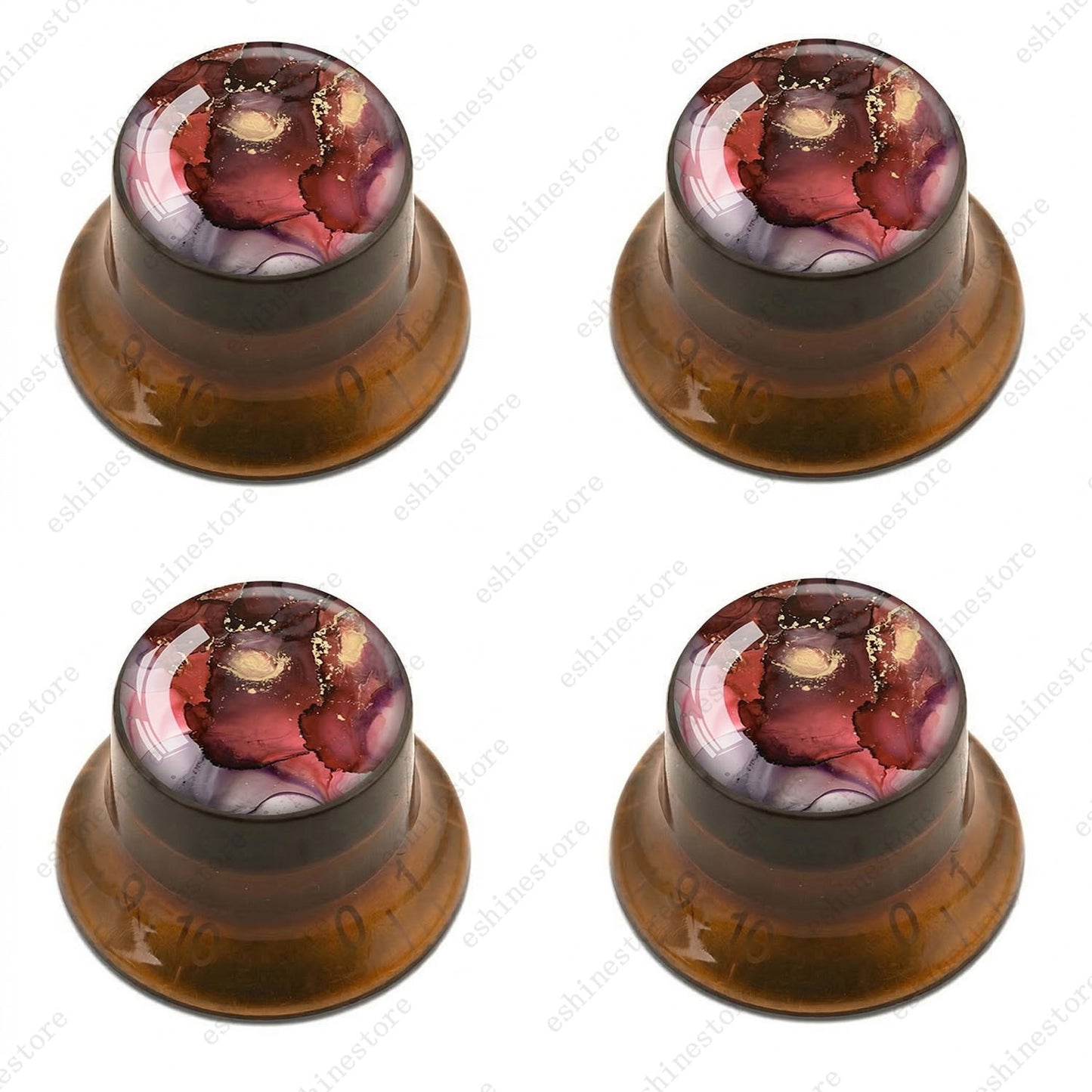 Guitar Reflector Knobs with Abstract Art Cap Top Hat Knobs for Les Paul SG - 07