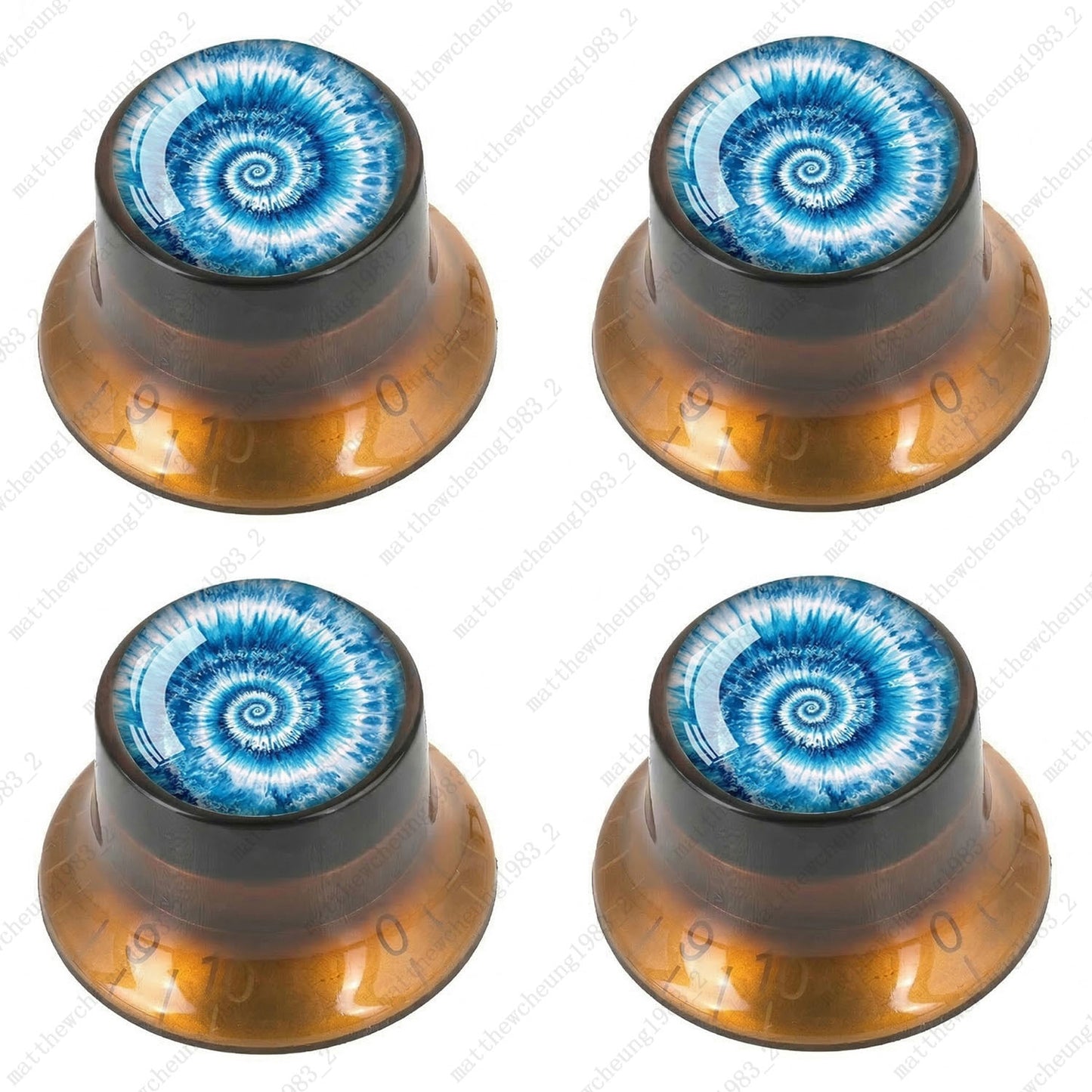 4Pcs Amber Guitar Reflector Knob For Les Paul SG -10 Spiral Tie Dye Style Option