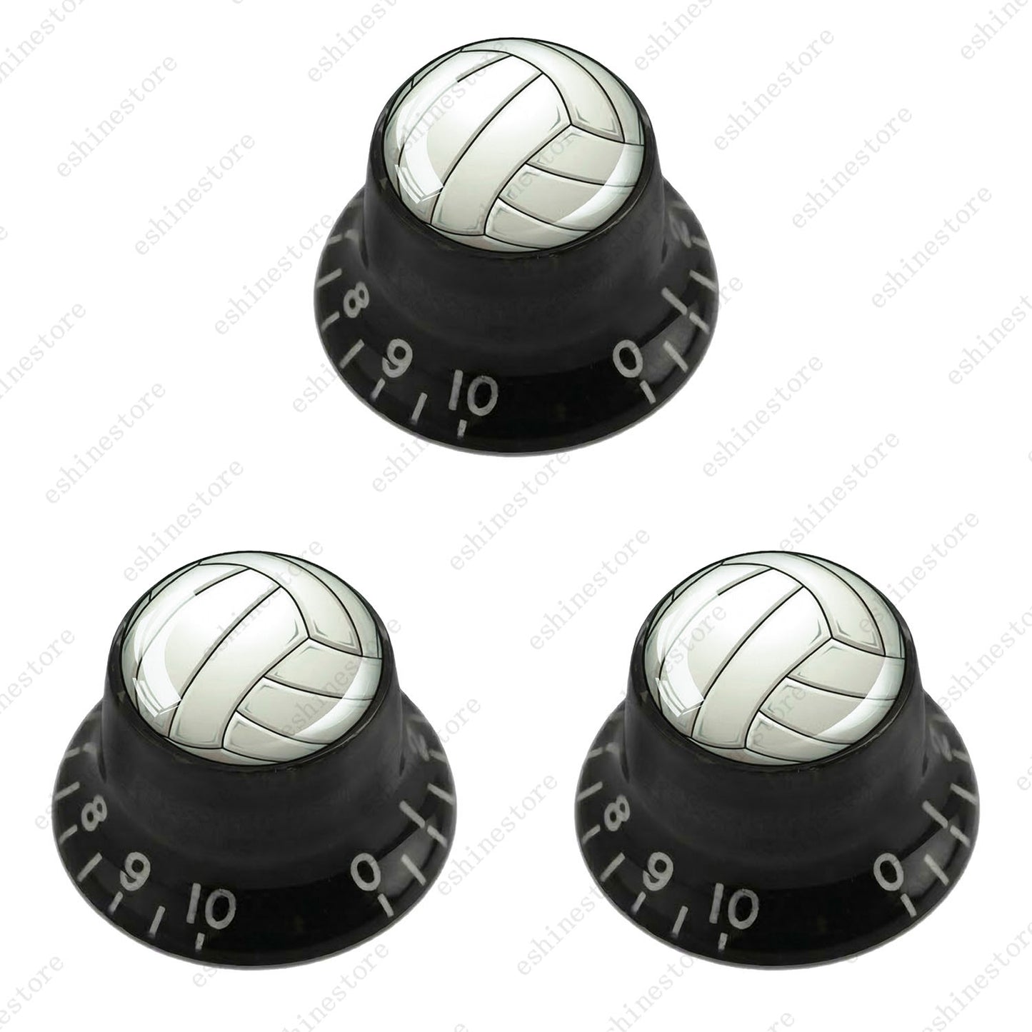 Guitar Reflector Knobs w/ Volleyball Design Cap Top Hat Knobs for Les Paul SG