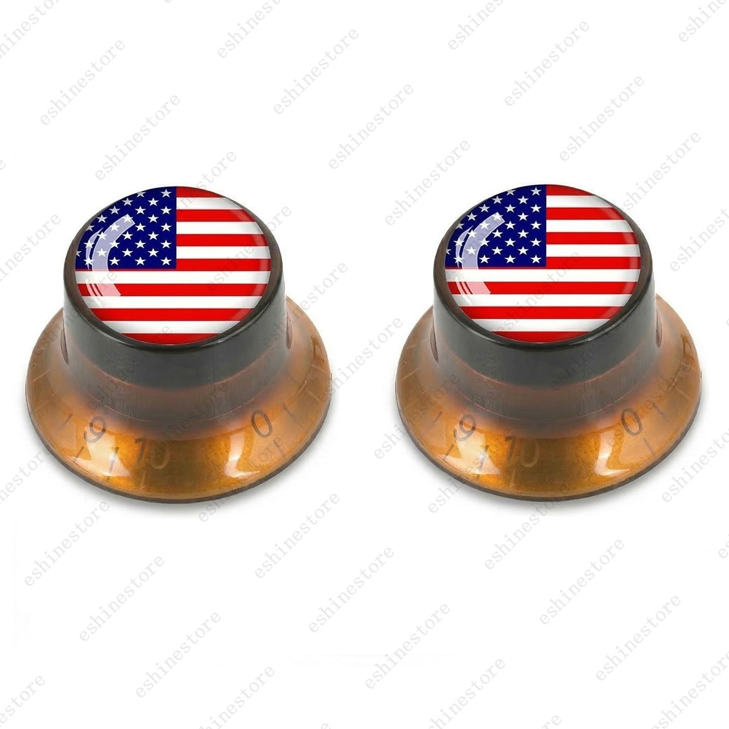 Guitar Reflector Knobs w/ American Flag Design Cap Top Hat Knobs for Les Paul SG