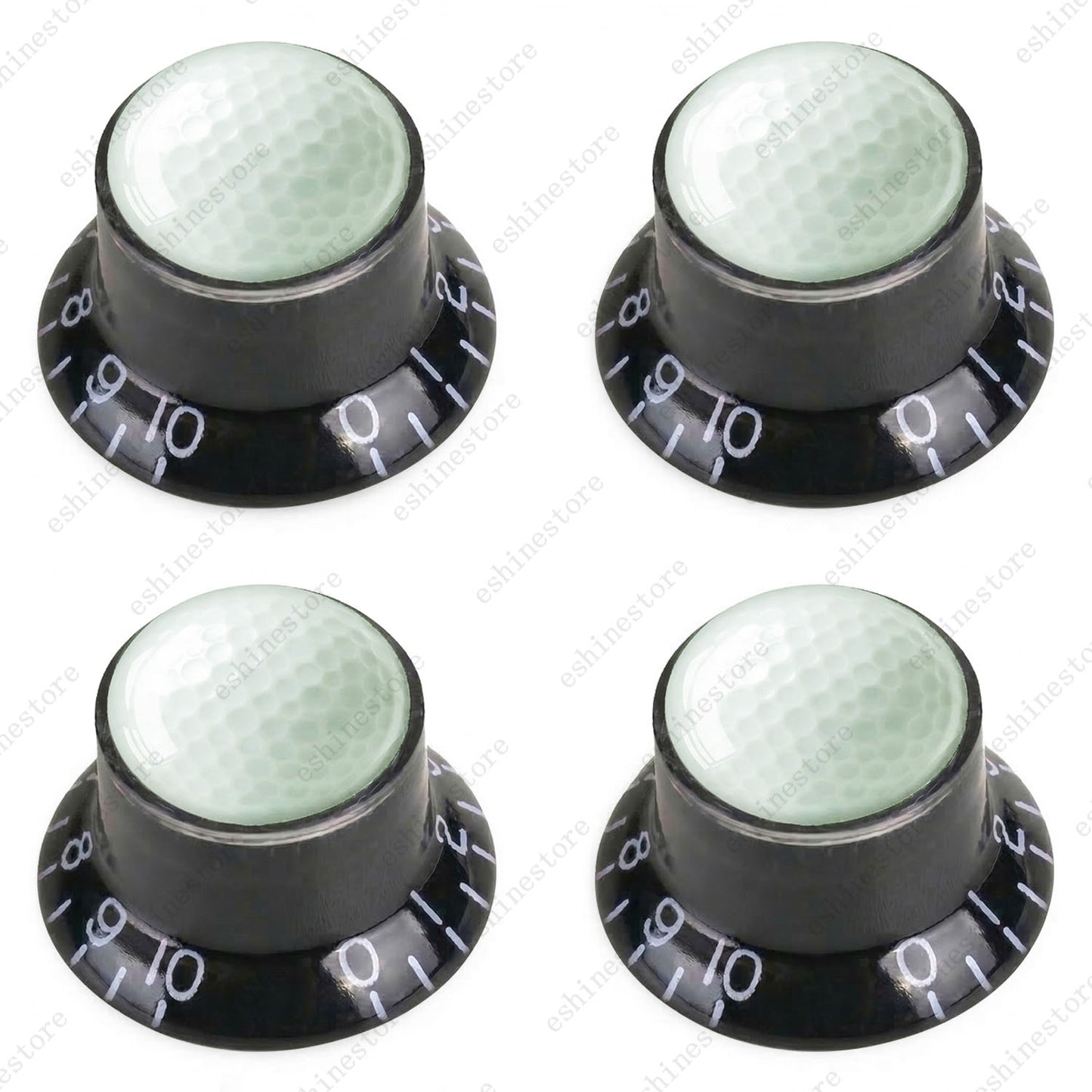 Electric Guitar Reflector Knobs w/ Golf Design Cap Top Hat Knobs for Les Paul SG