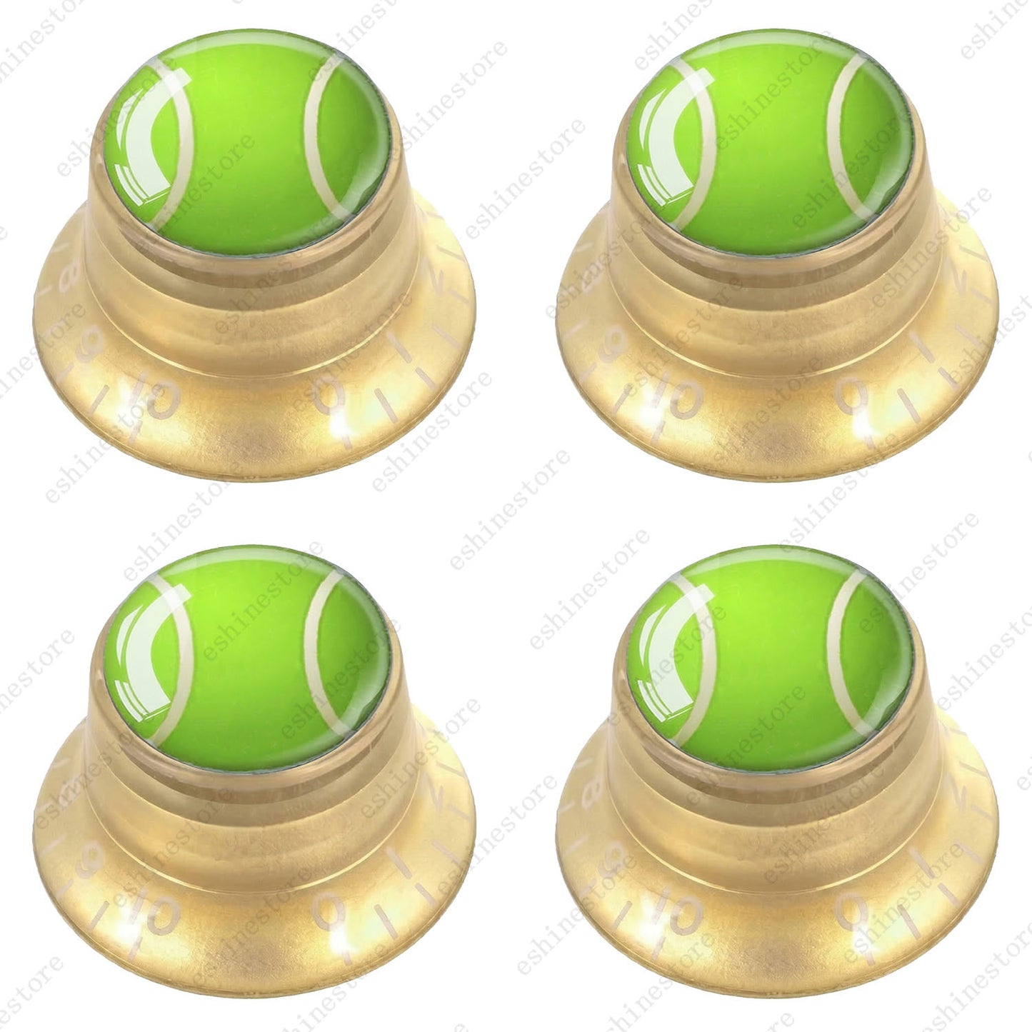 Electric Guitar Reflector Knob w/ Tennis Design Cap Top Hat Knob for Les Paul SG