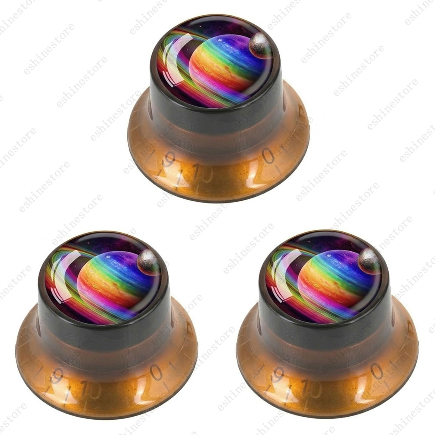 Guitar Reflector Knobs w/ Rainbow Ball Design Cap Top Hat Knobs for Les Paul SG