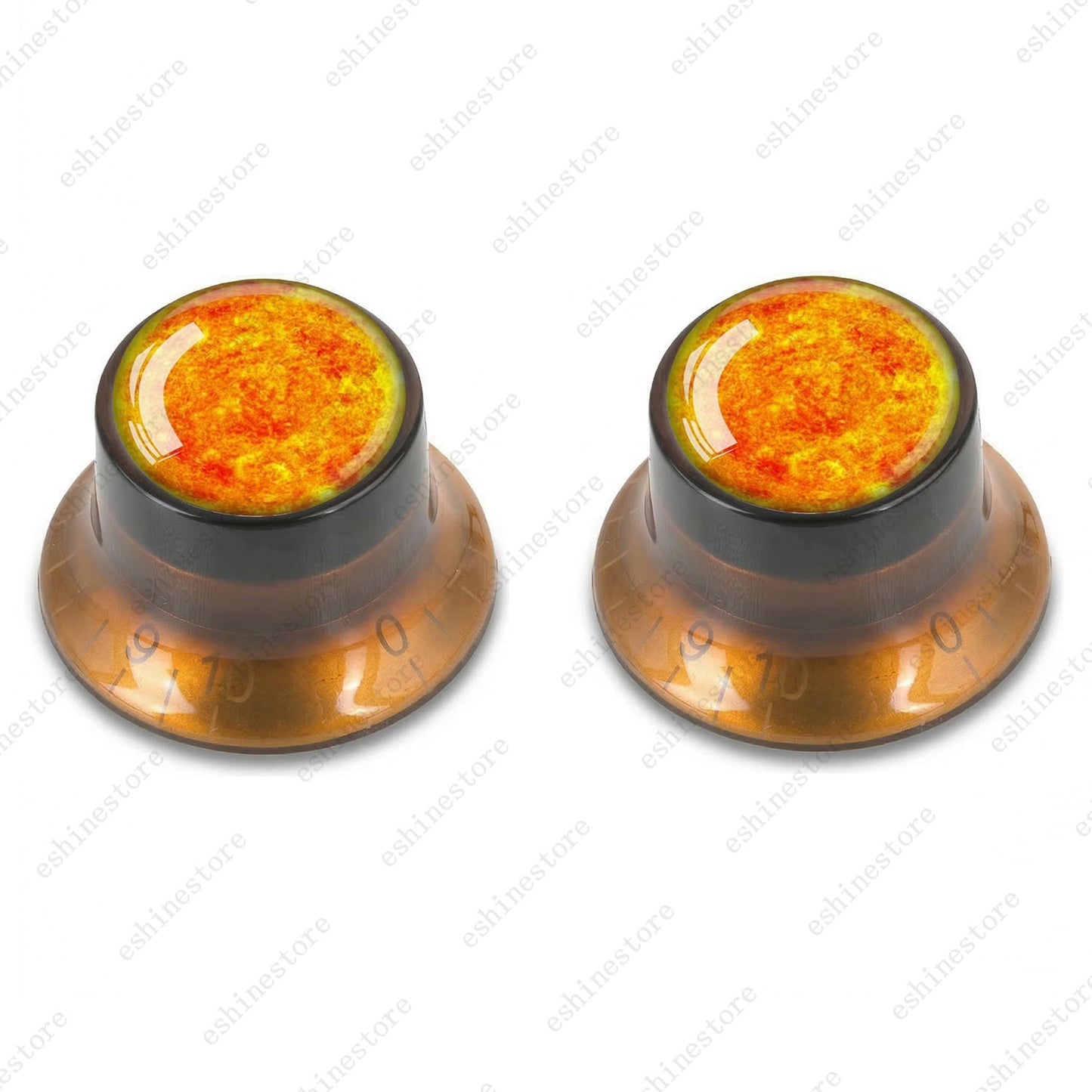 Guitar Reflector Knobs w/ Sun Pattern Design Cap Top Hat Knobs for Les Paul SG
