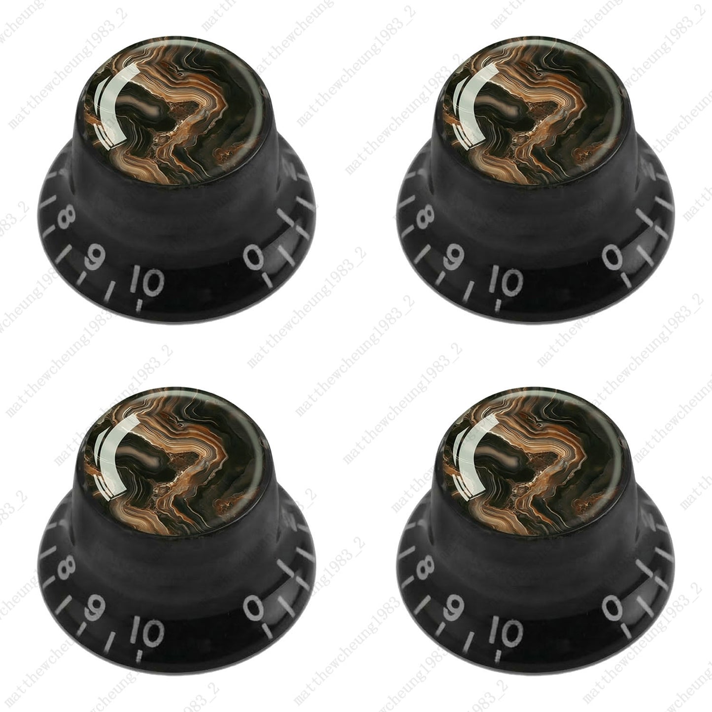 4Pcs Black Guitar Reflector Knob For Les Paul SG -10 Marble Texture Style Option