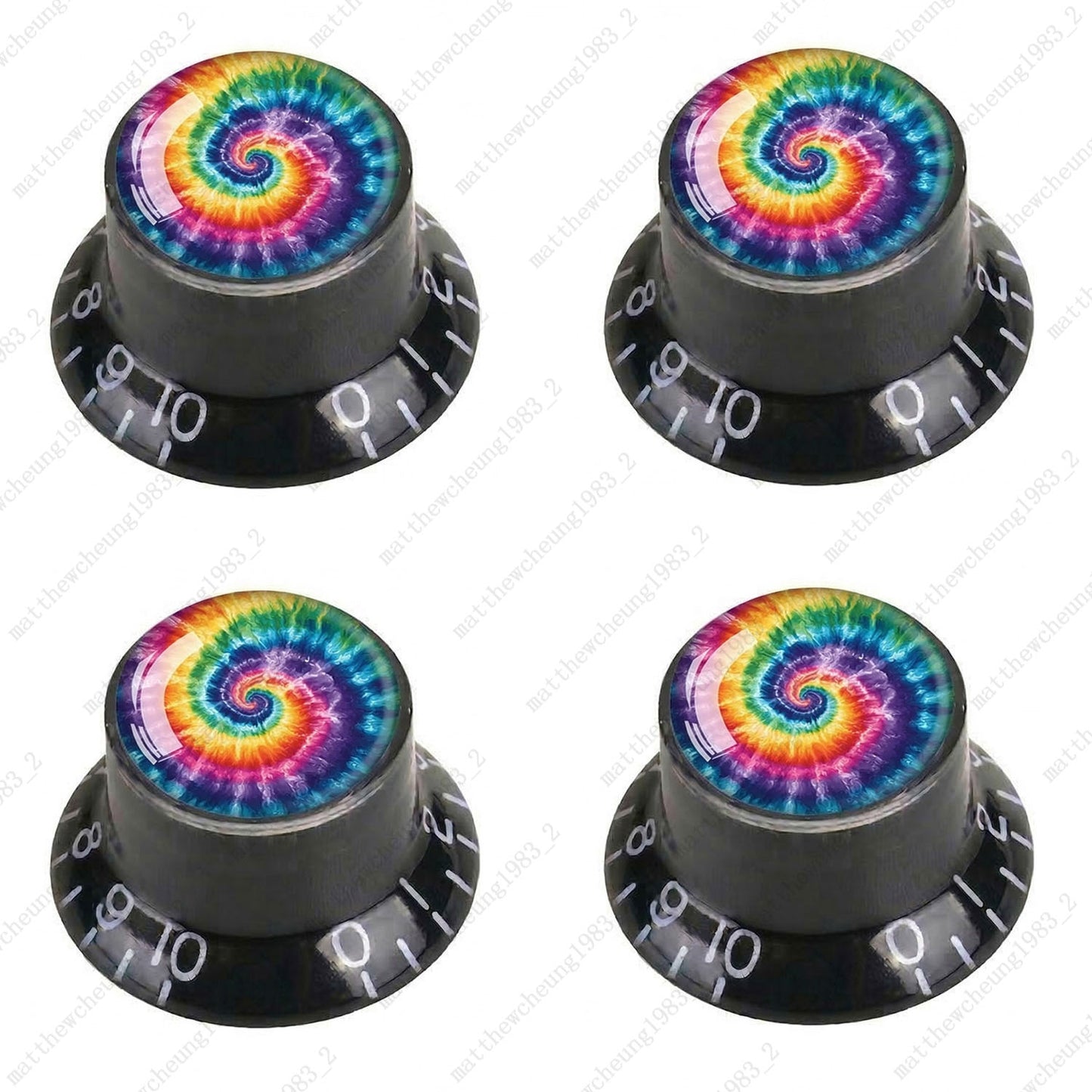 4Pcs Black Guitar Reflector Knob For Les Paul SG -10 Spiral Tie Dye Style Option
