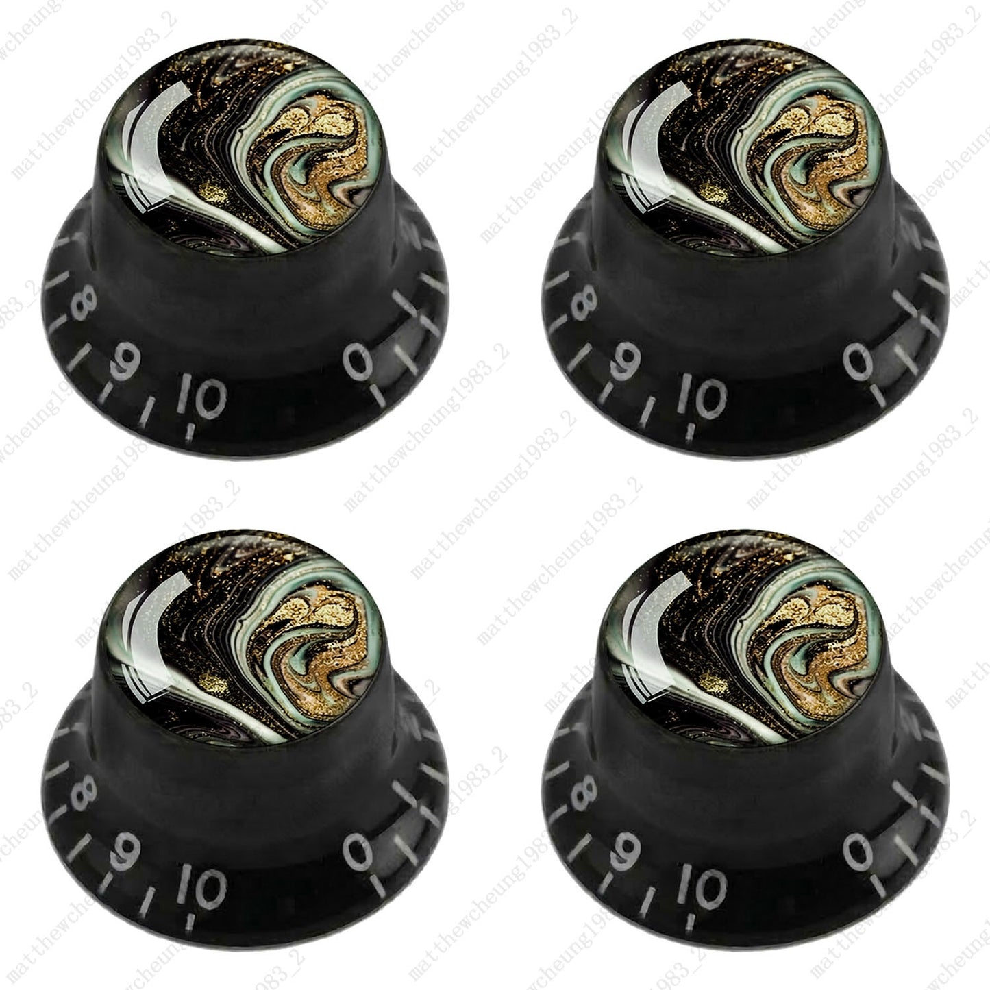 4Pcs Black Guitar Reflector Knob For Les Paul SG -10 Marble Texture Style Option