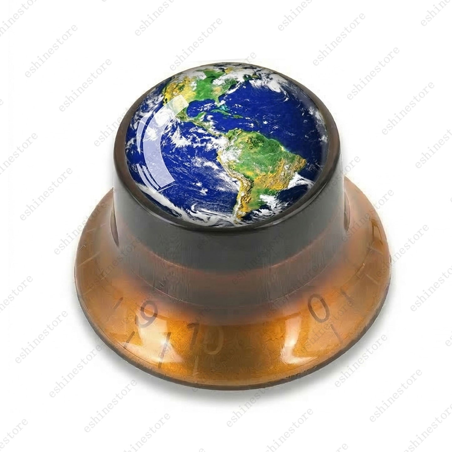 Guitar Reflector Knobs w/ Earth Pattern Design Cap Top Hat Knobs for Les Paul SG