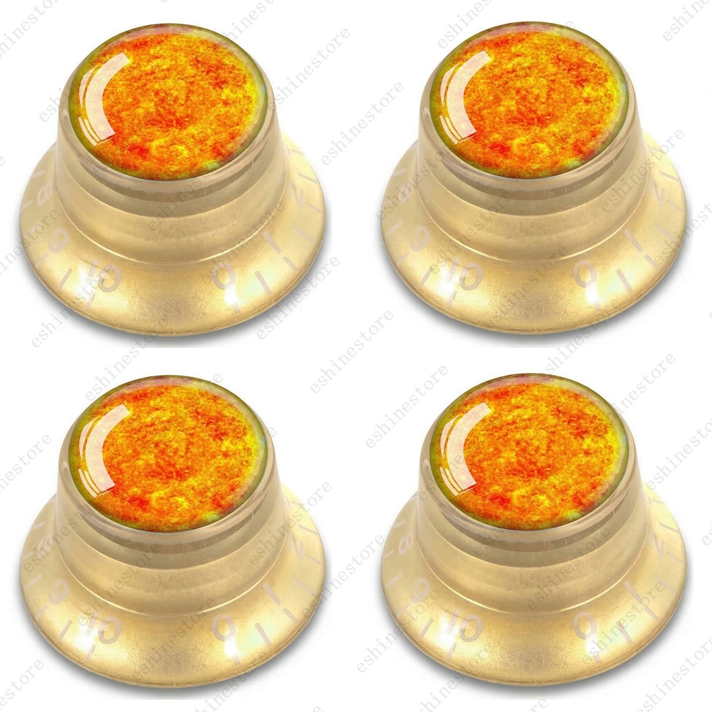 Guitar Reflector Knobs w/ Sun Pattern Design Cap Top Hat Knobs for Les Paul SG